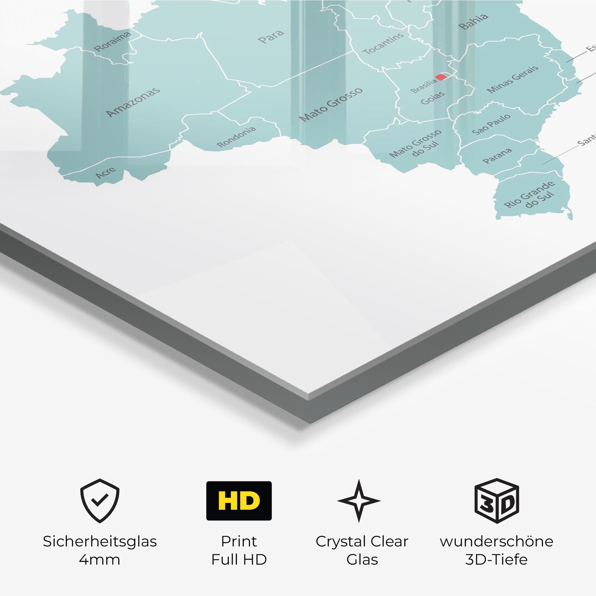 Glasbild Brazil Map mockup 3