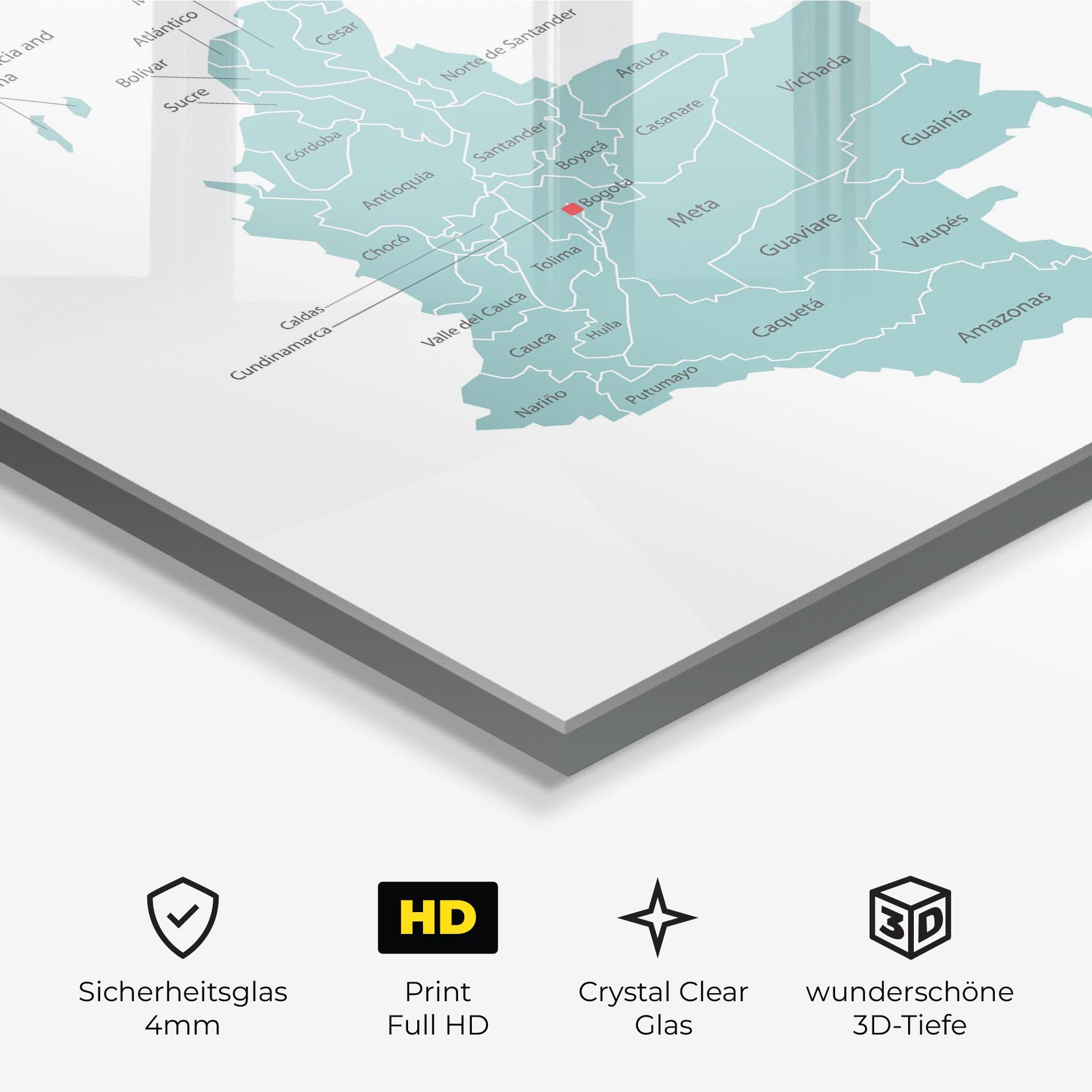 Glasbild Colombia Map mockup 3