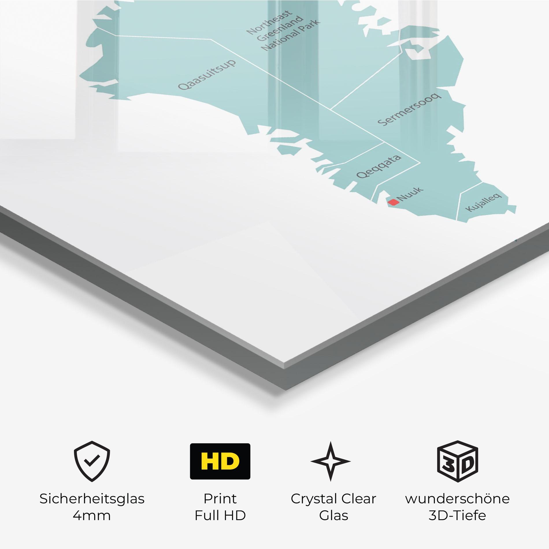 Glasbild Greenland Map mockup 3