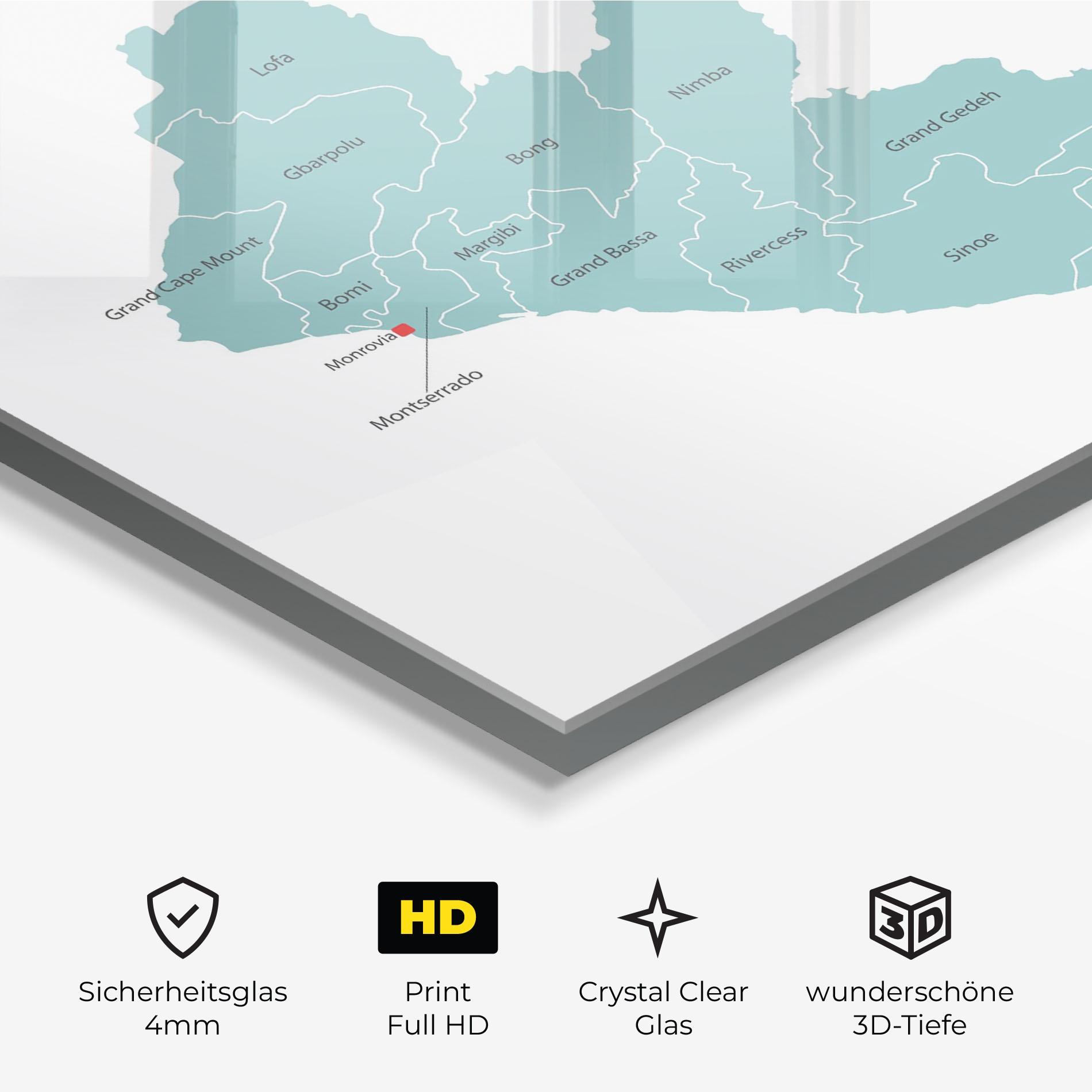 Glasbild Liberia Map mockup 3