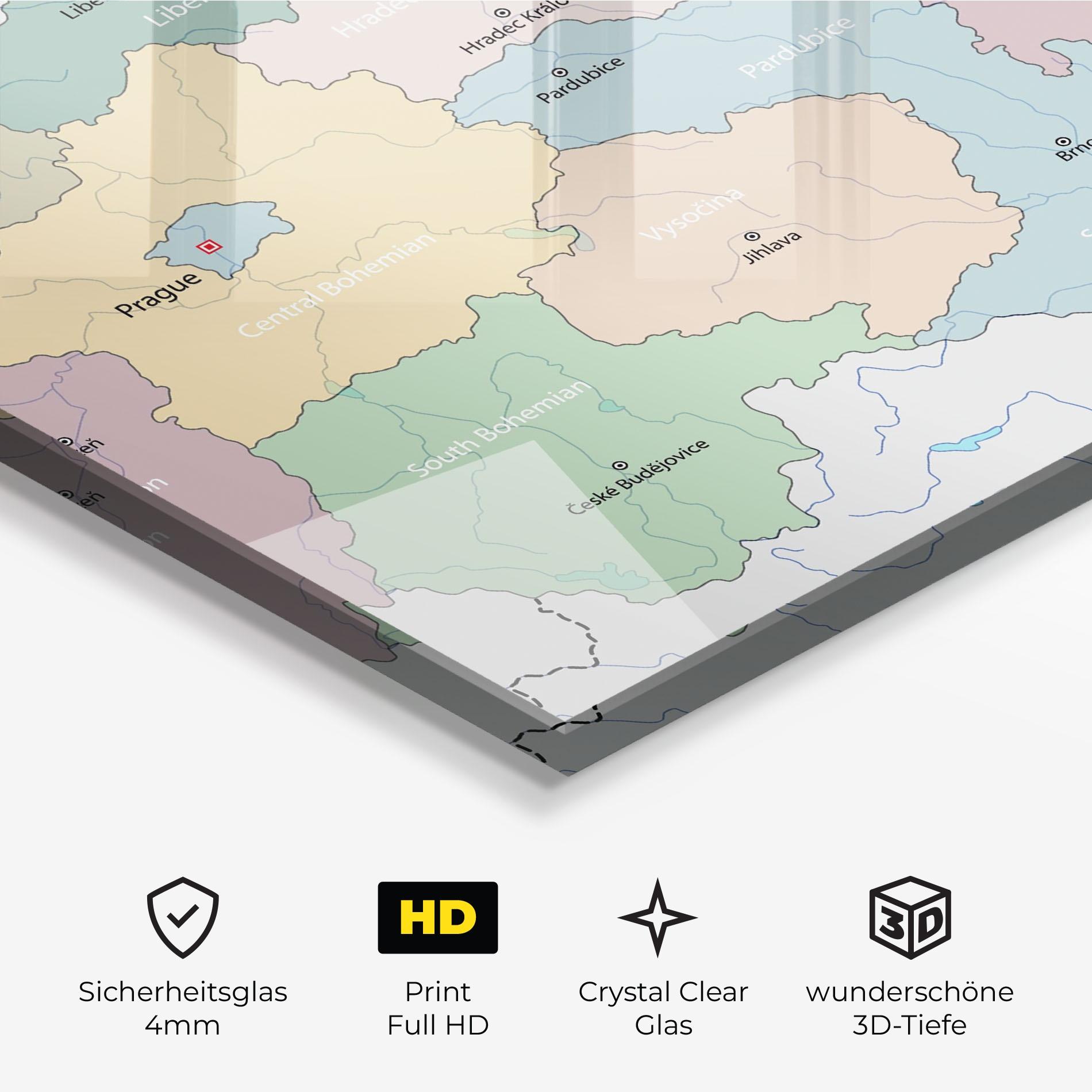 Glasbild Map Czech Republic mockup 3