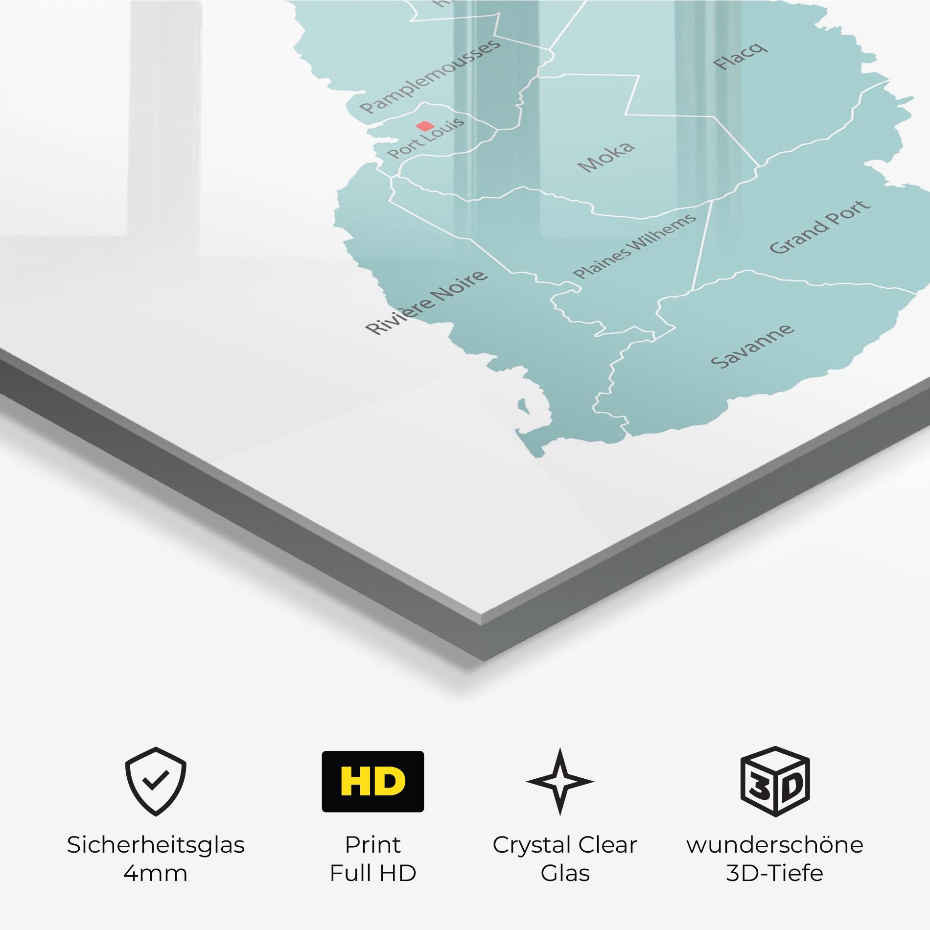 Glasbild Mauritius Map mockup 3