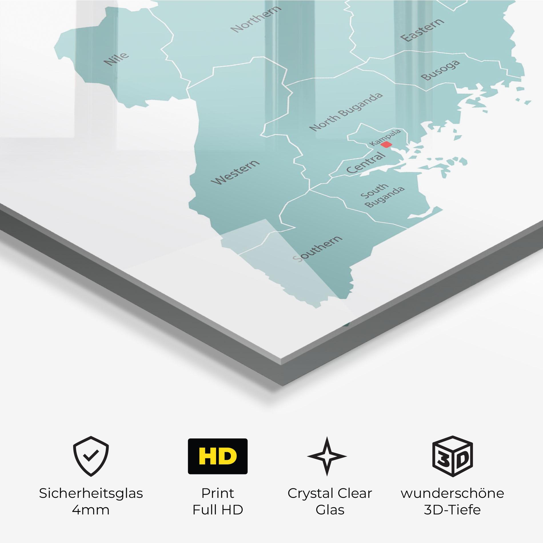 Glasbild Uganda Map mockup 3