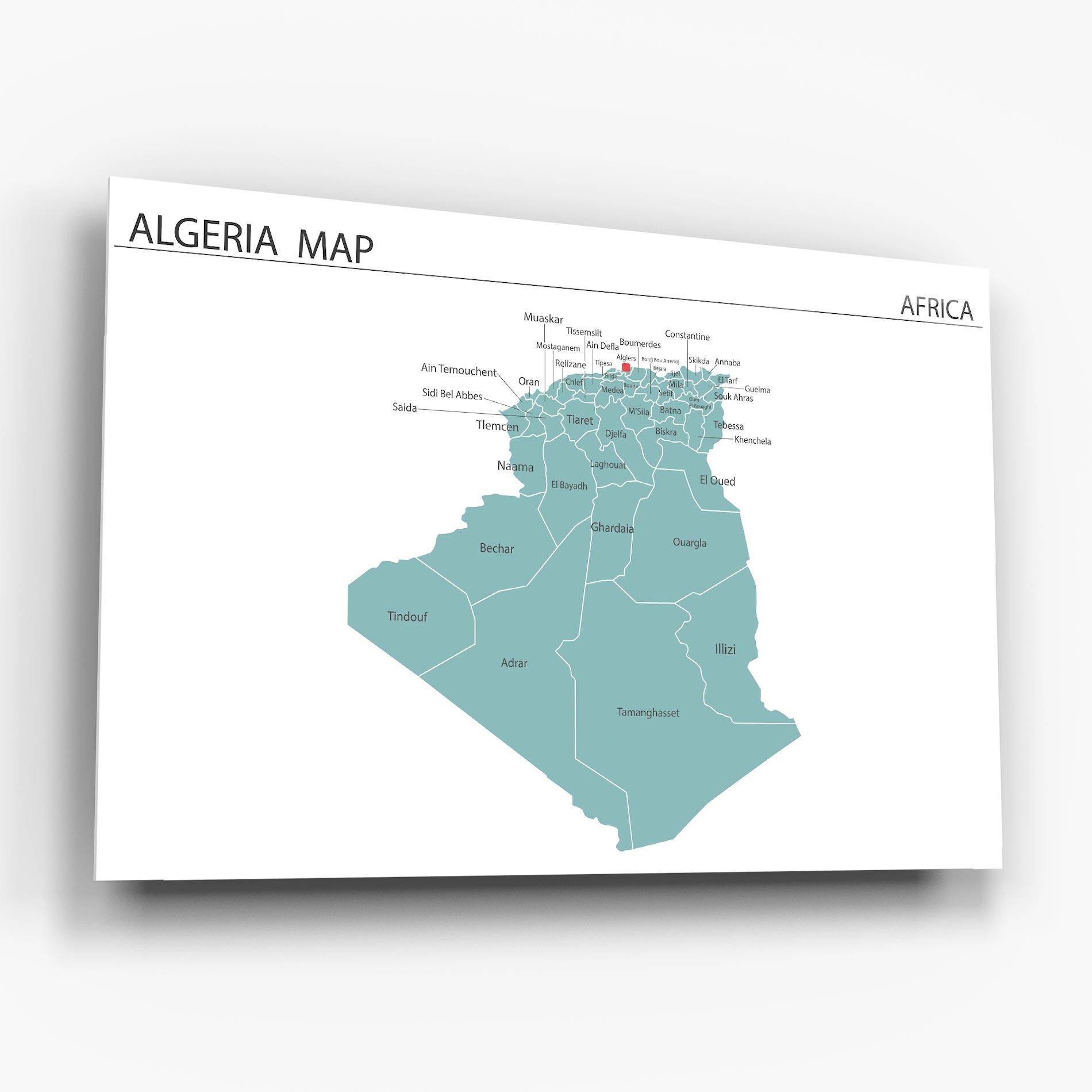 Glasbild Algeria Map mockup 6