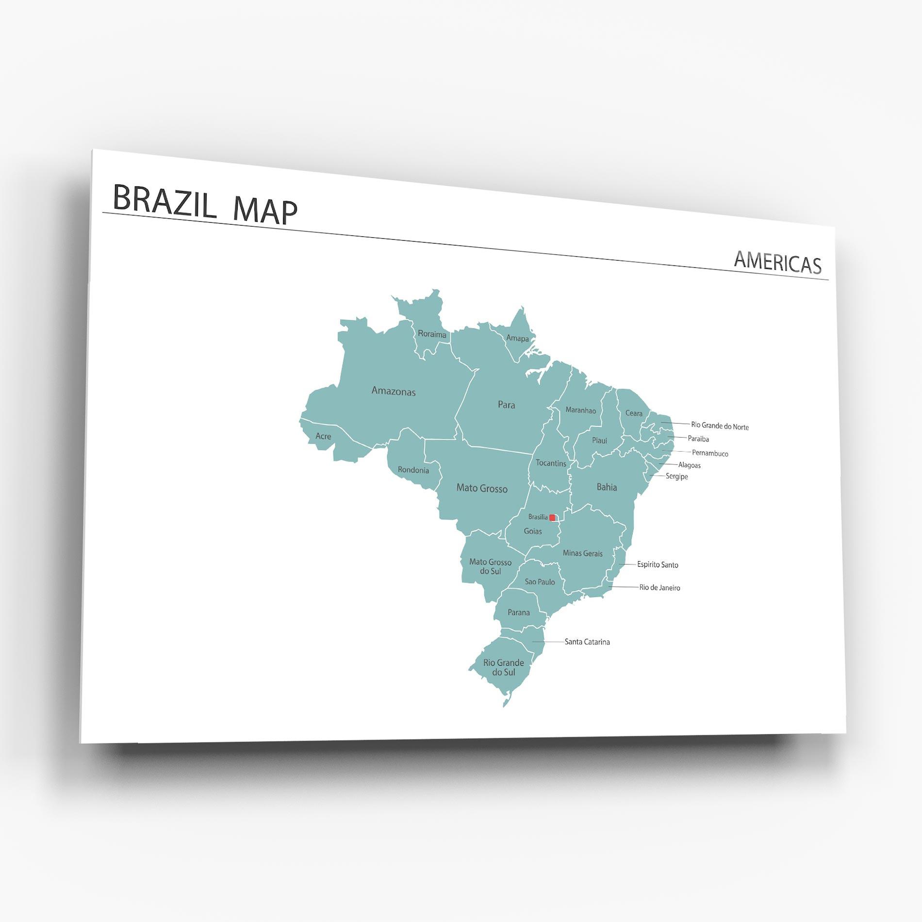 Glasbild Brazil Map mockup 6