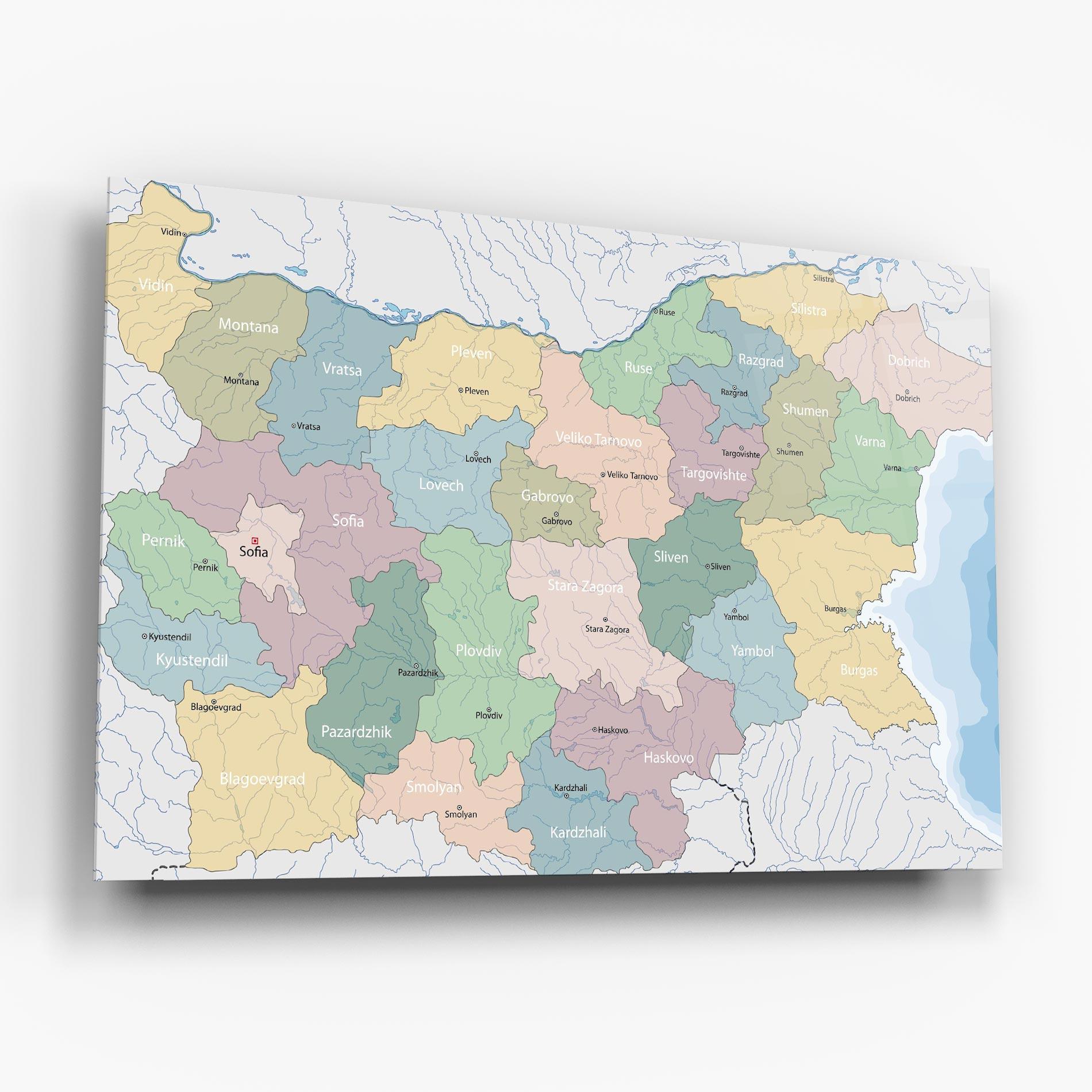 Glasbild Bulgaria Map mockup 6