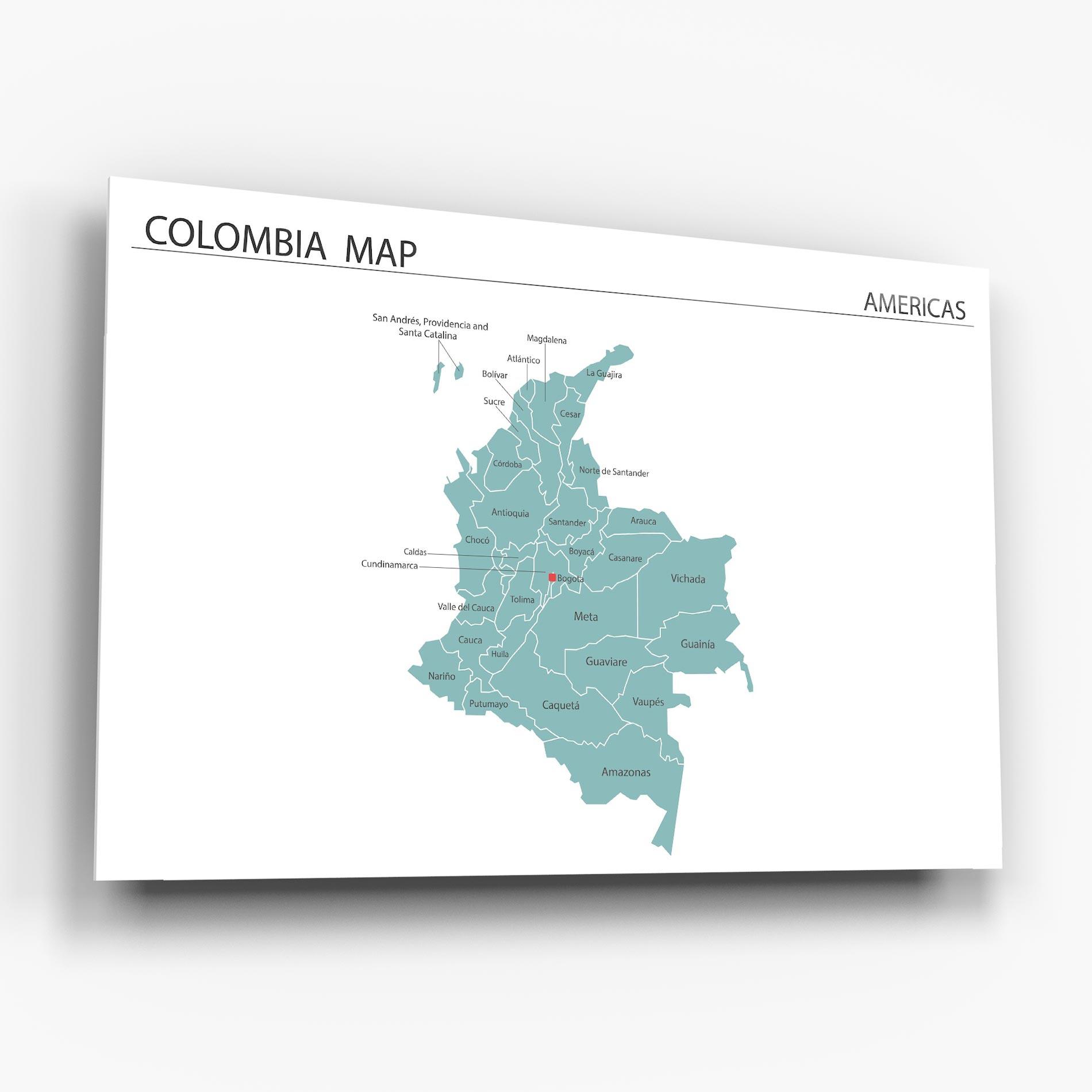 Glasbild Colombia Map mockup 6