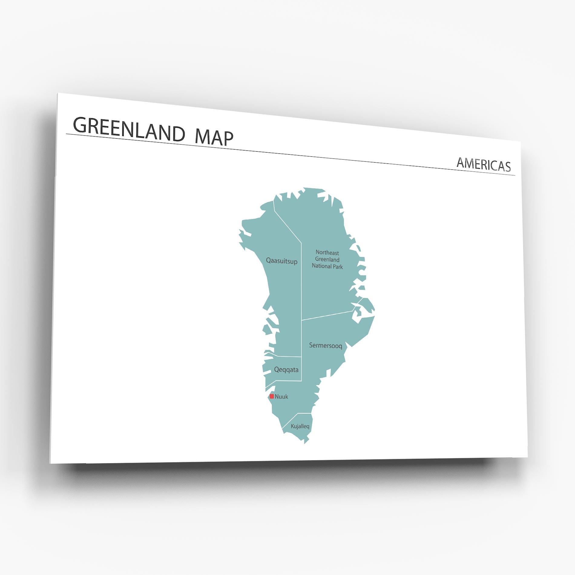 Glasbild Greenland Map mockup 6
