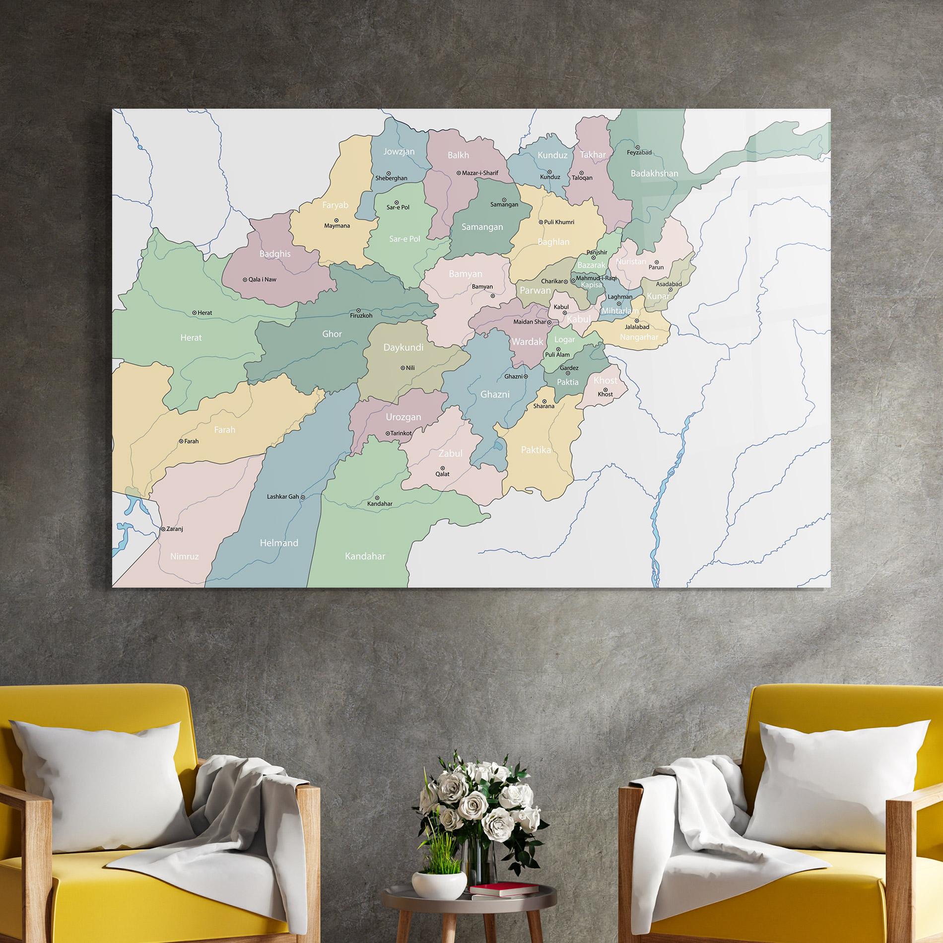 Glasbild Afghanistan Map mockup 4