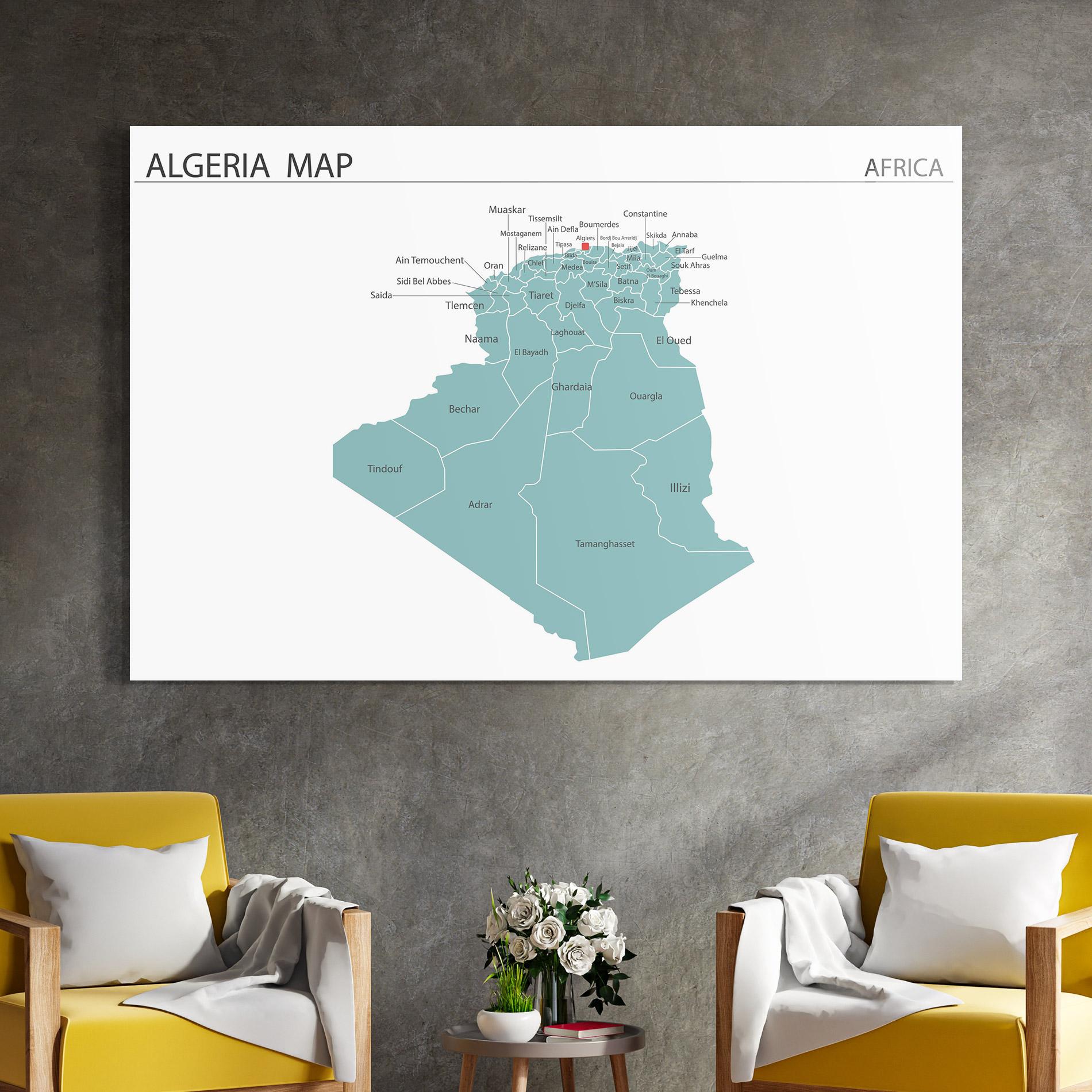Glasbild Algeria Map mockup 4