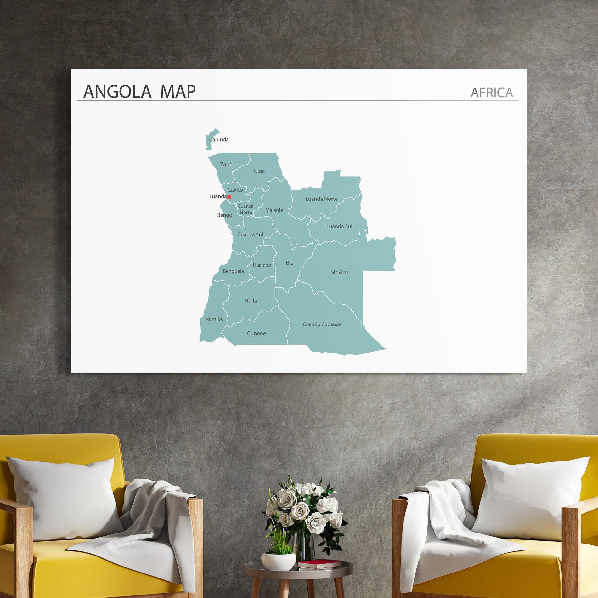 Glasbild Angola Map mockup 4