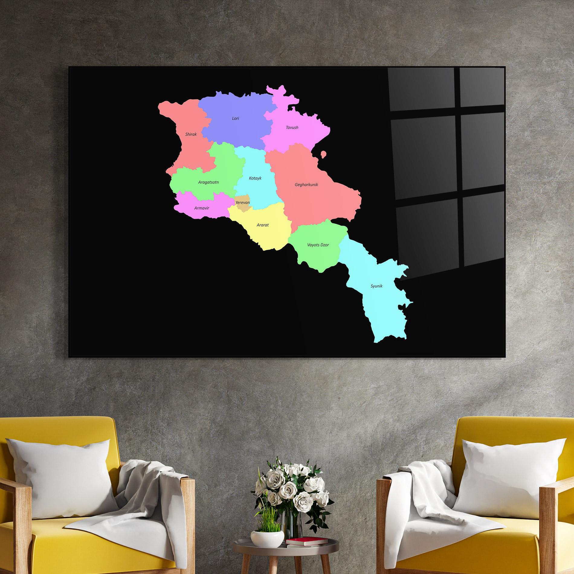Glasbild Armenia Map mockup 4