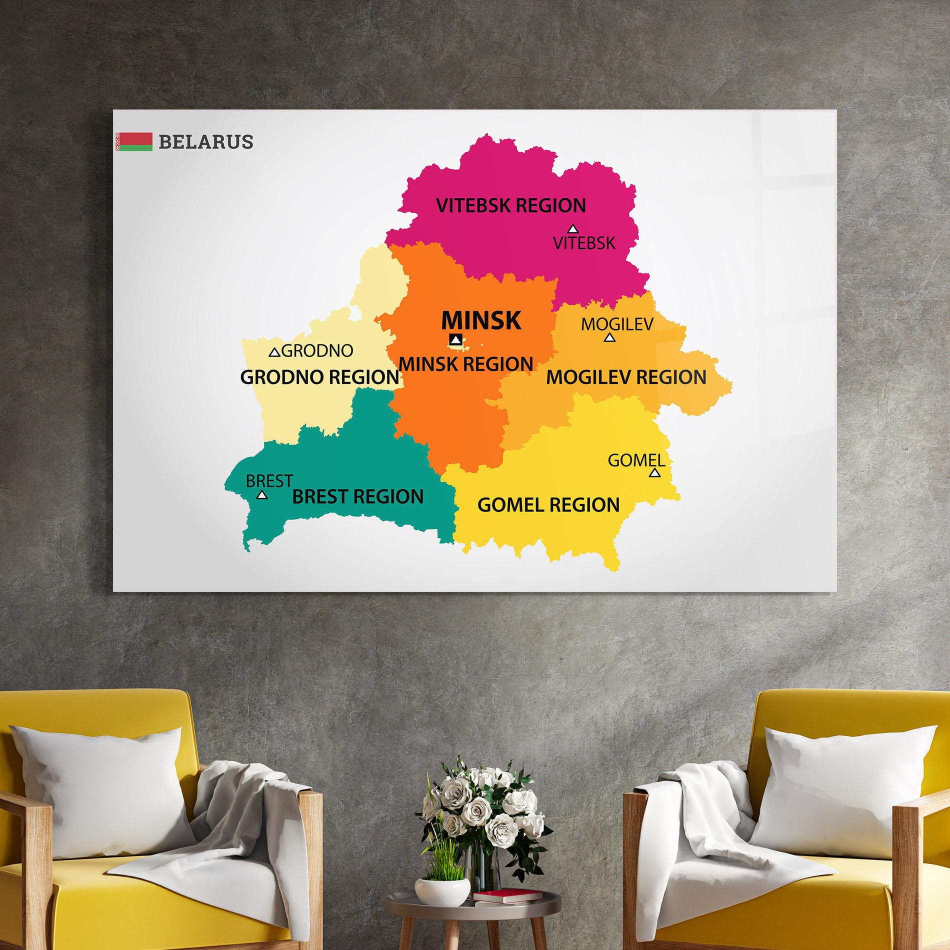 Glasbild Belarus Color Map mockup 4