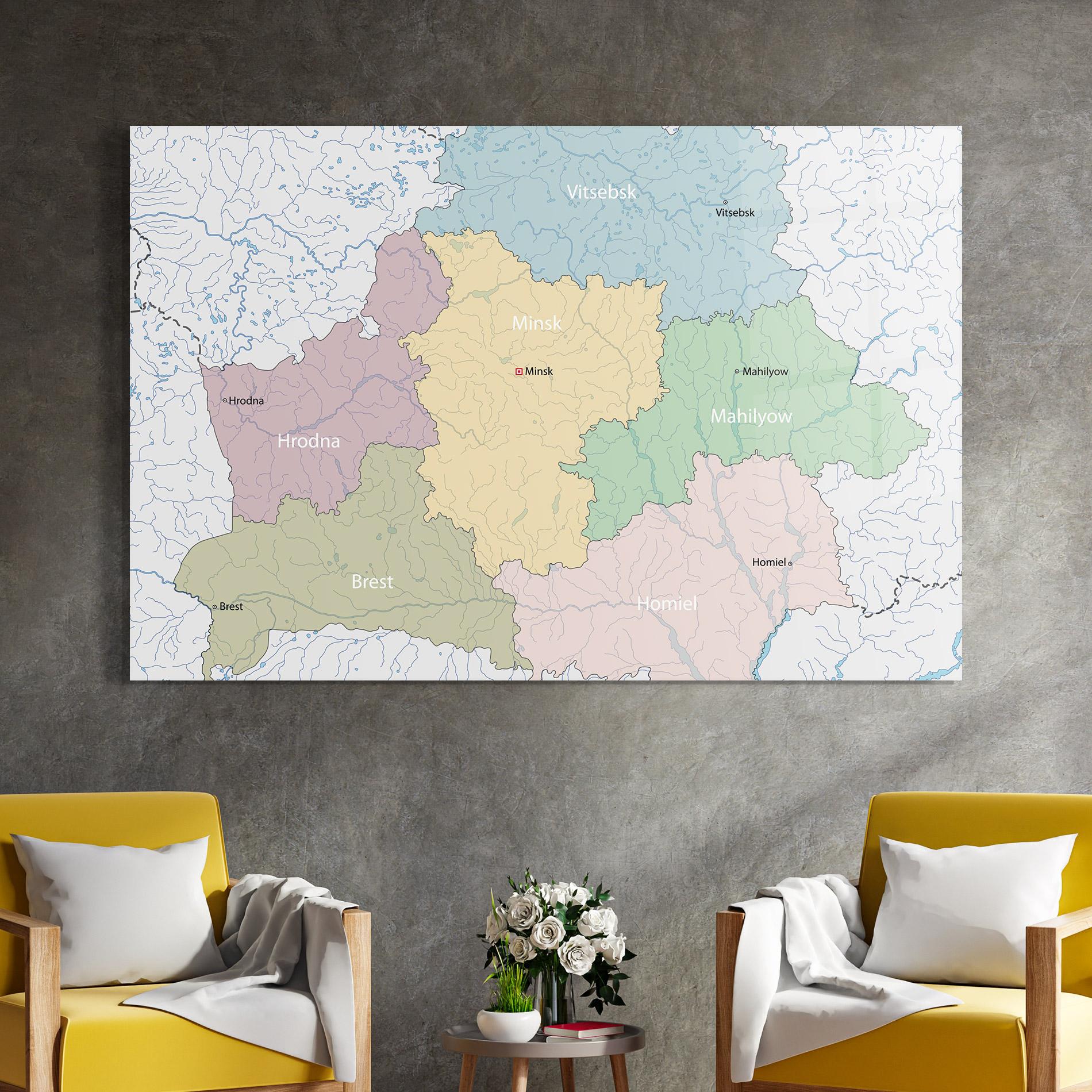 Glasbild Belarus Map mockup 4