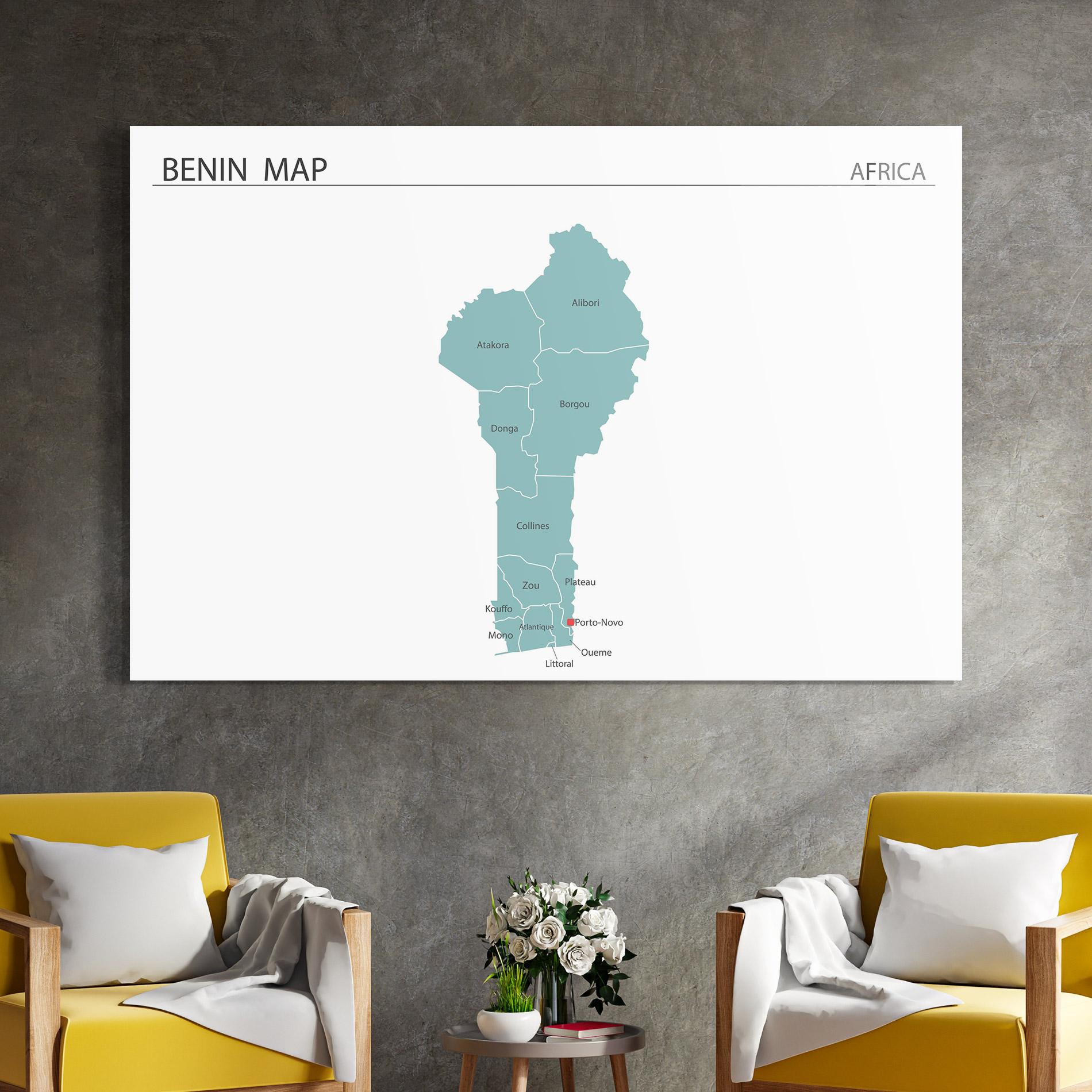 Glasbild Benin Map mockup 4