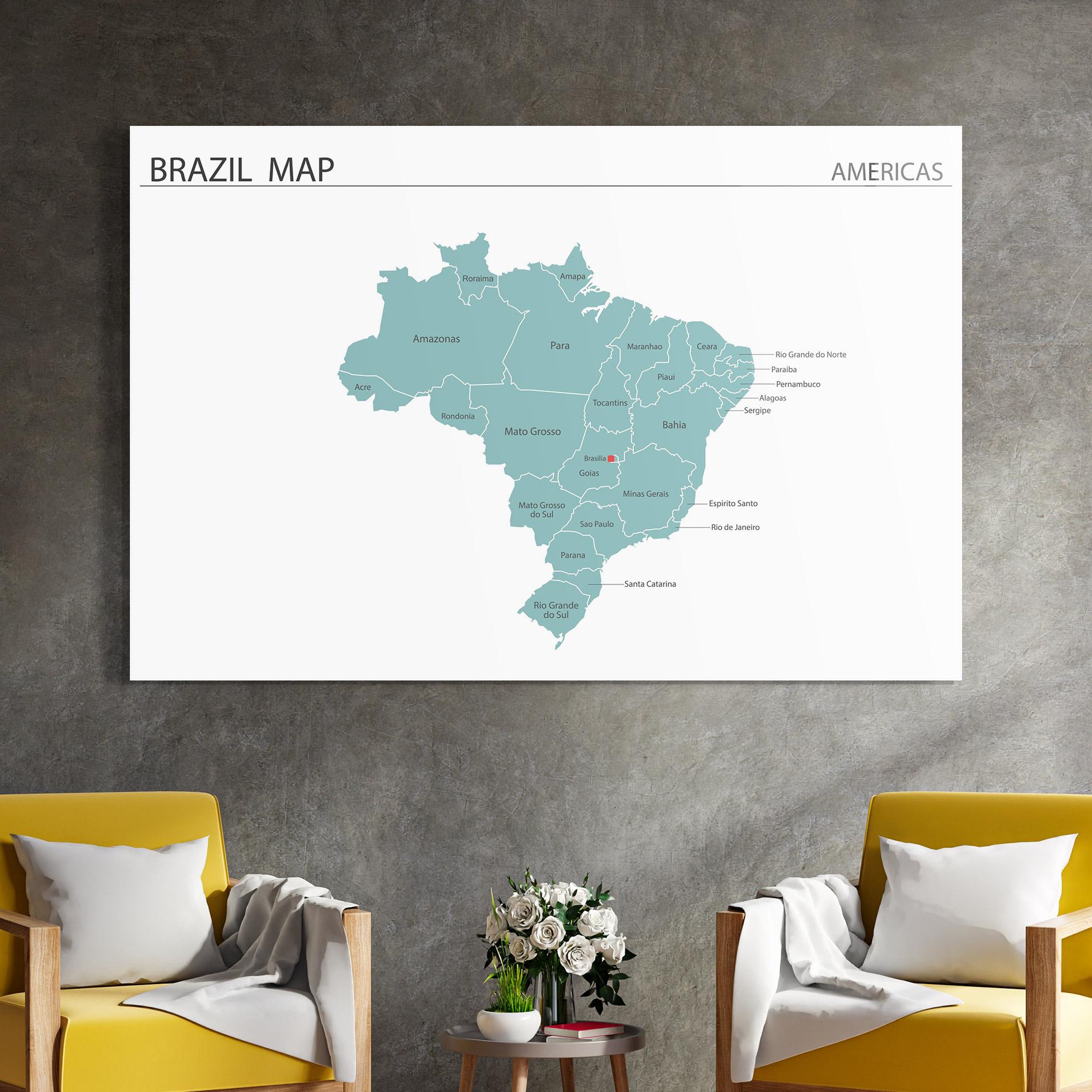 Glasbild Brazil Map mockup 4