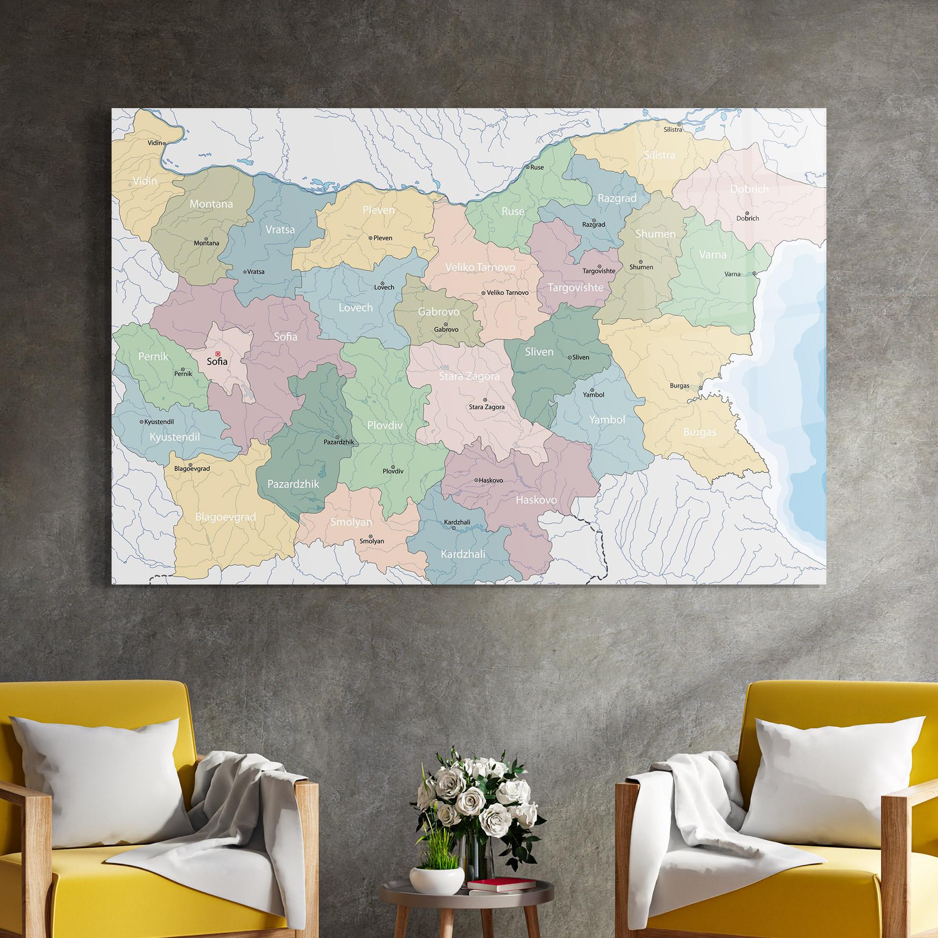 Glasbild Bulgaria Map mockup 4