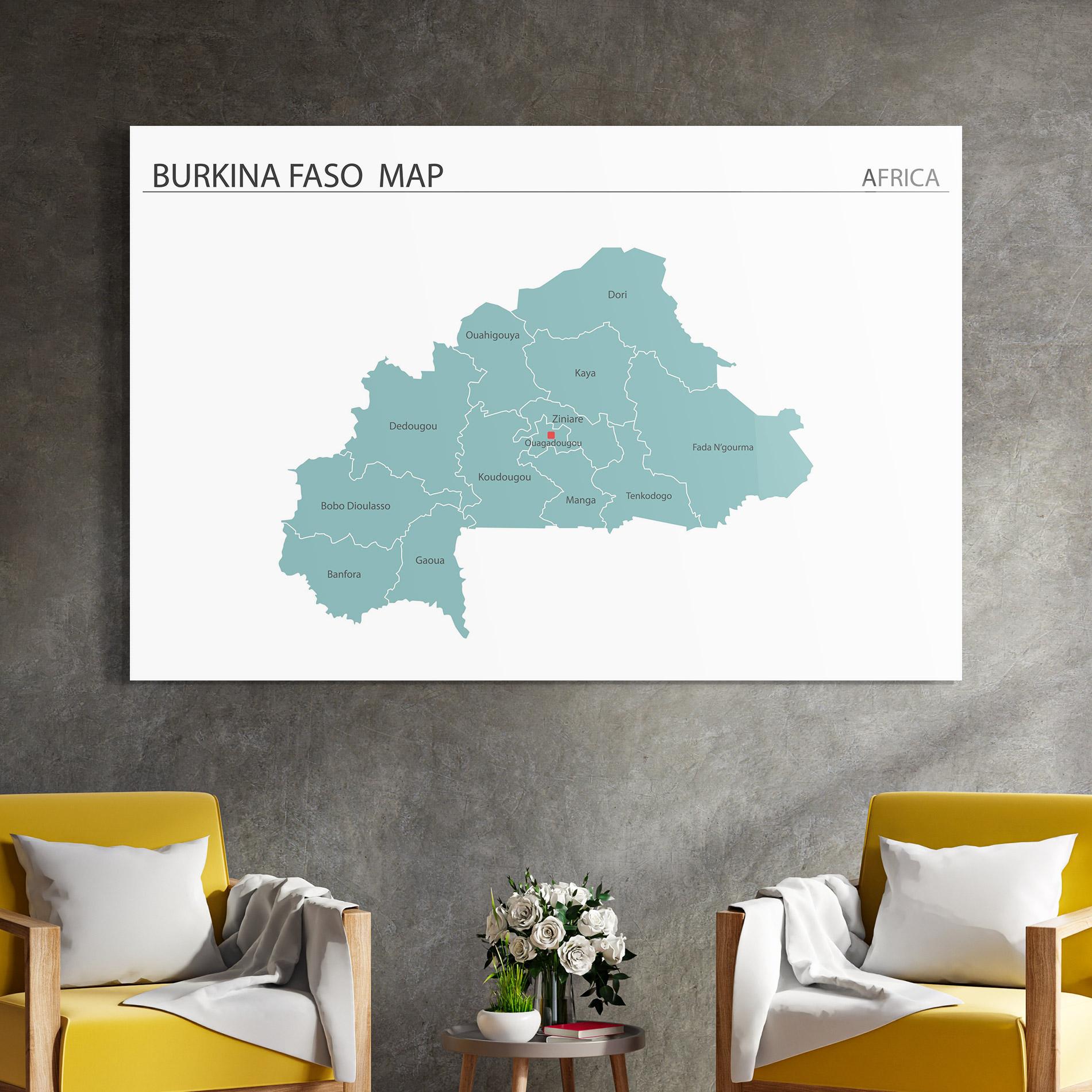 Glasbild Burkina Faso Map mockup 4