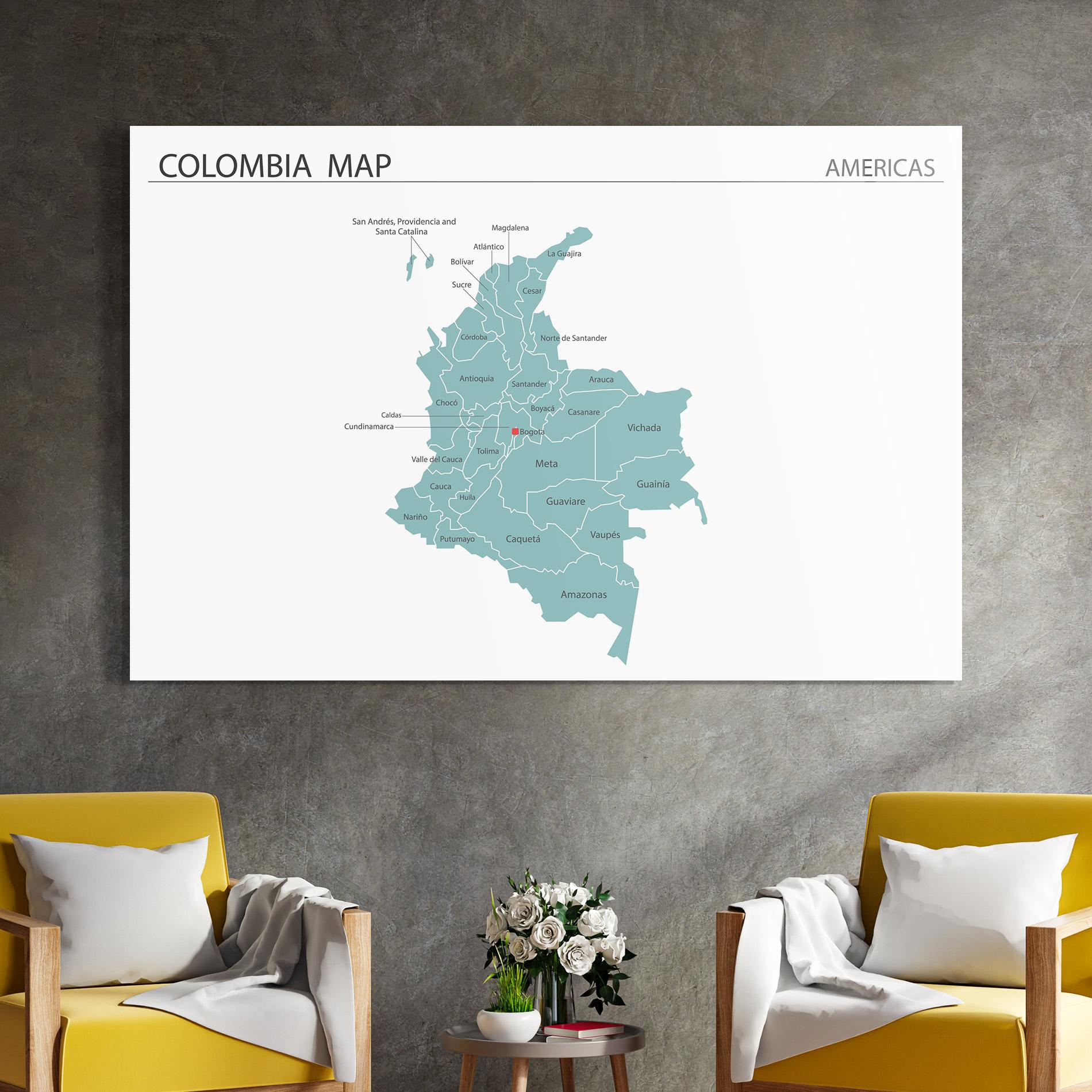 Glasbild Colombia Map mockup 4