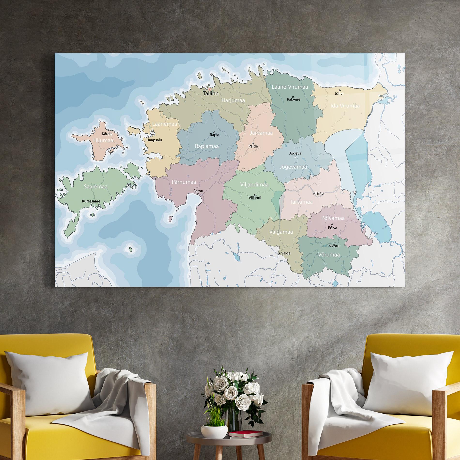 Glasbild Estonia Map mockup 4