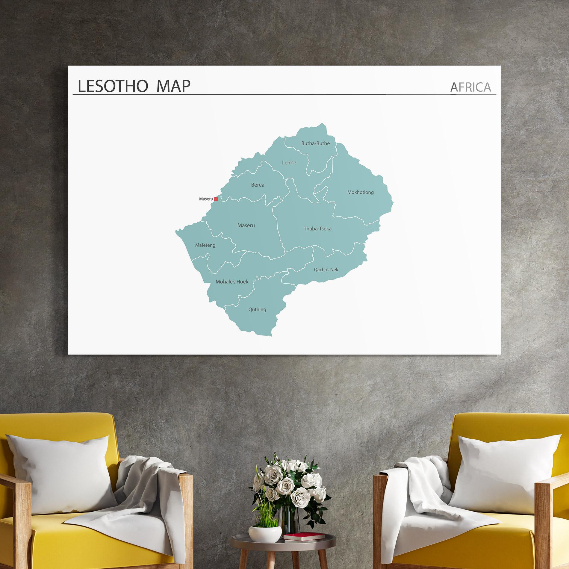 Glasbild Lesotho Map mockup 4