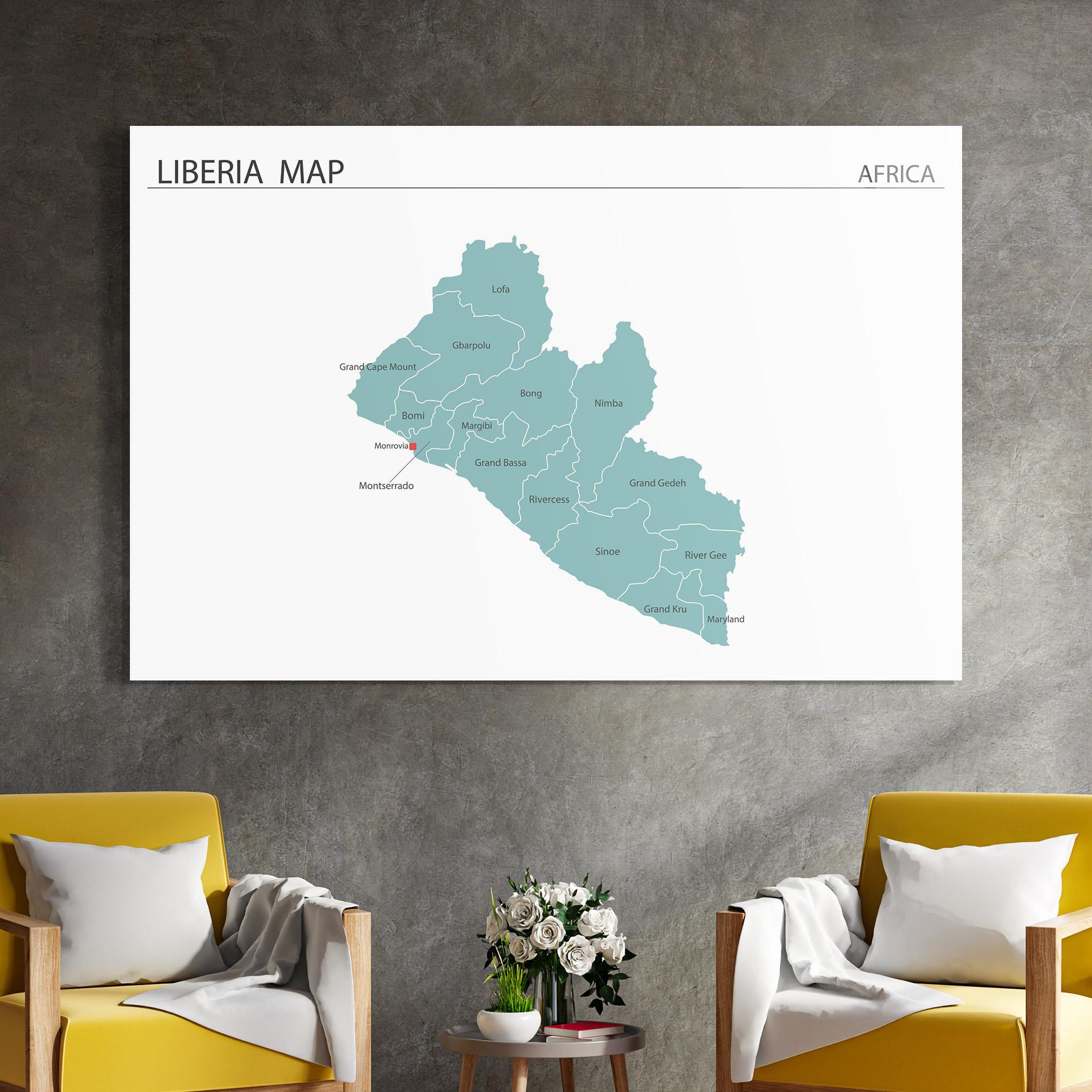Glasbild Liberia Map mockup 4