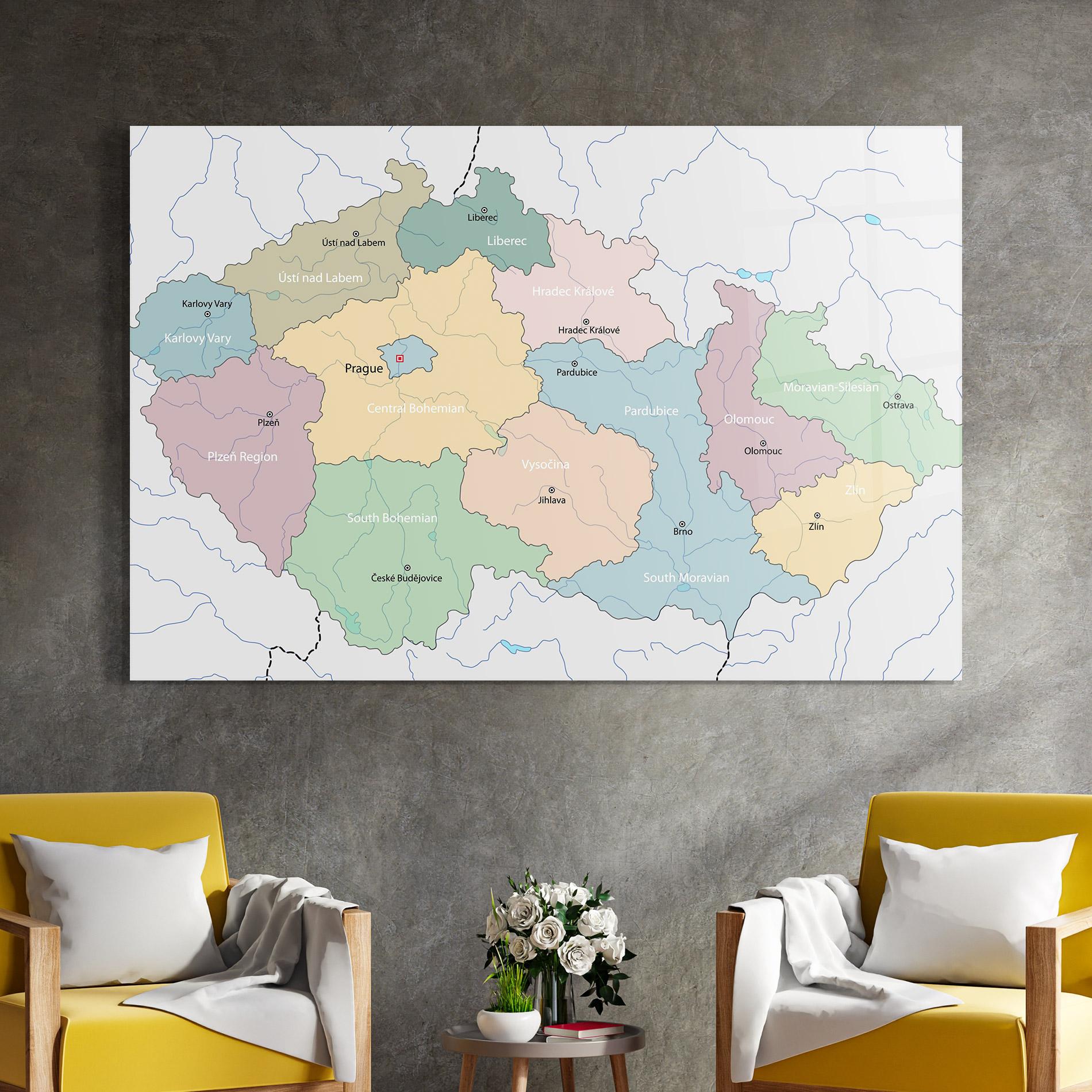 Glasbild Map Czech Republic mockup 4