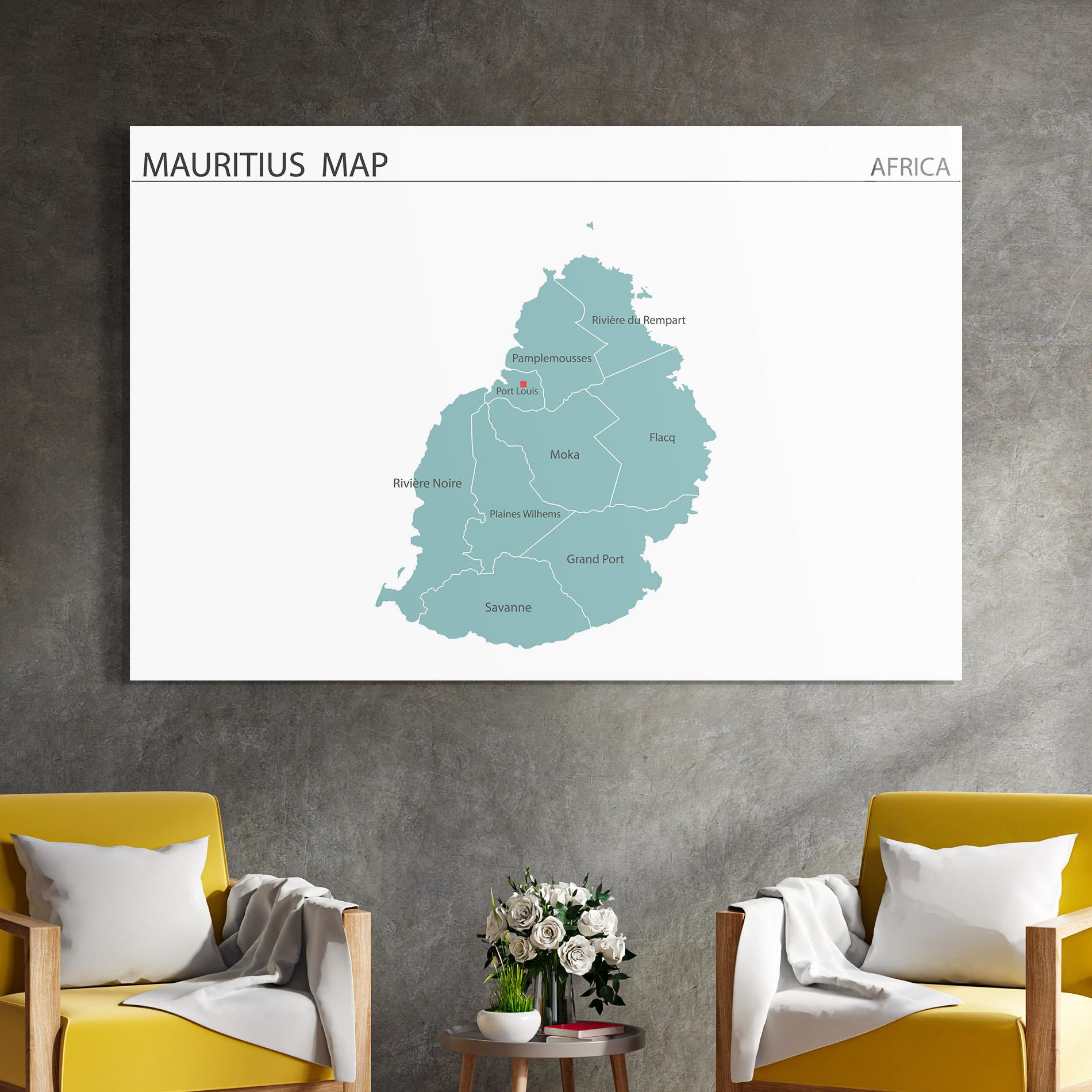 Glasbild Mauritius Map mockup 4