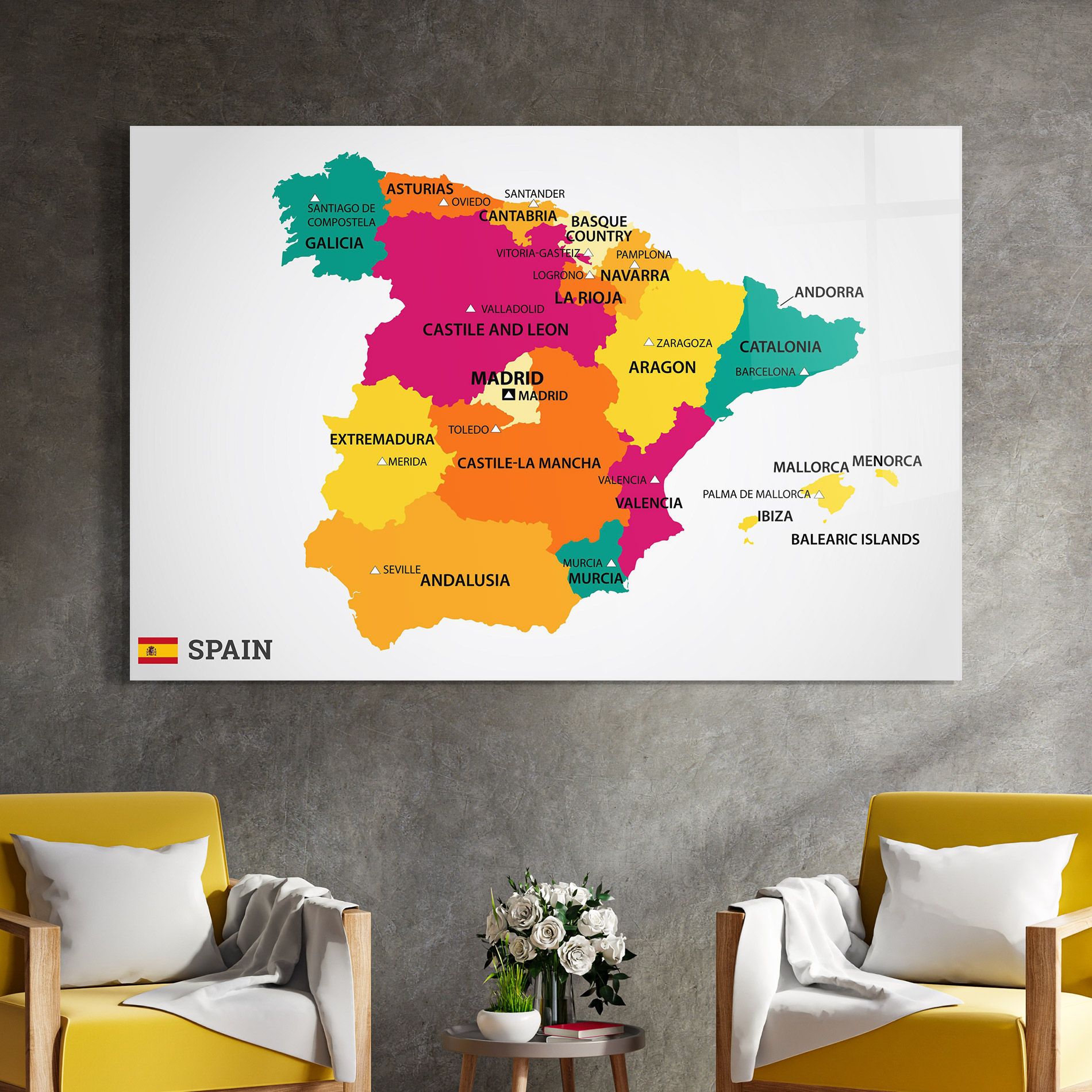 Spain Colorful Map mockup 4