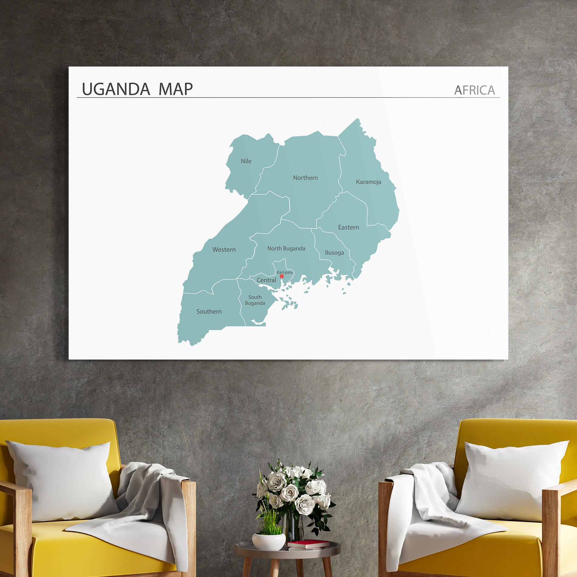 Glasbild Uganda Map mockup 4