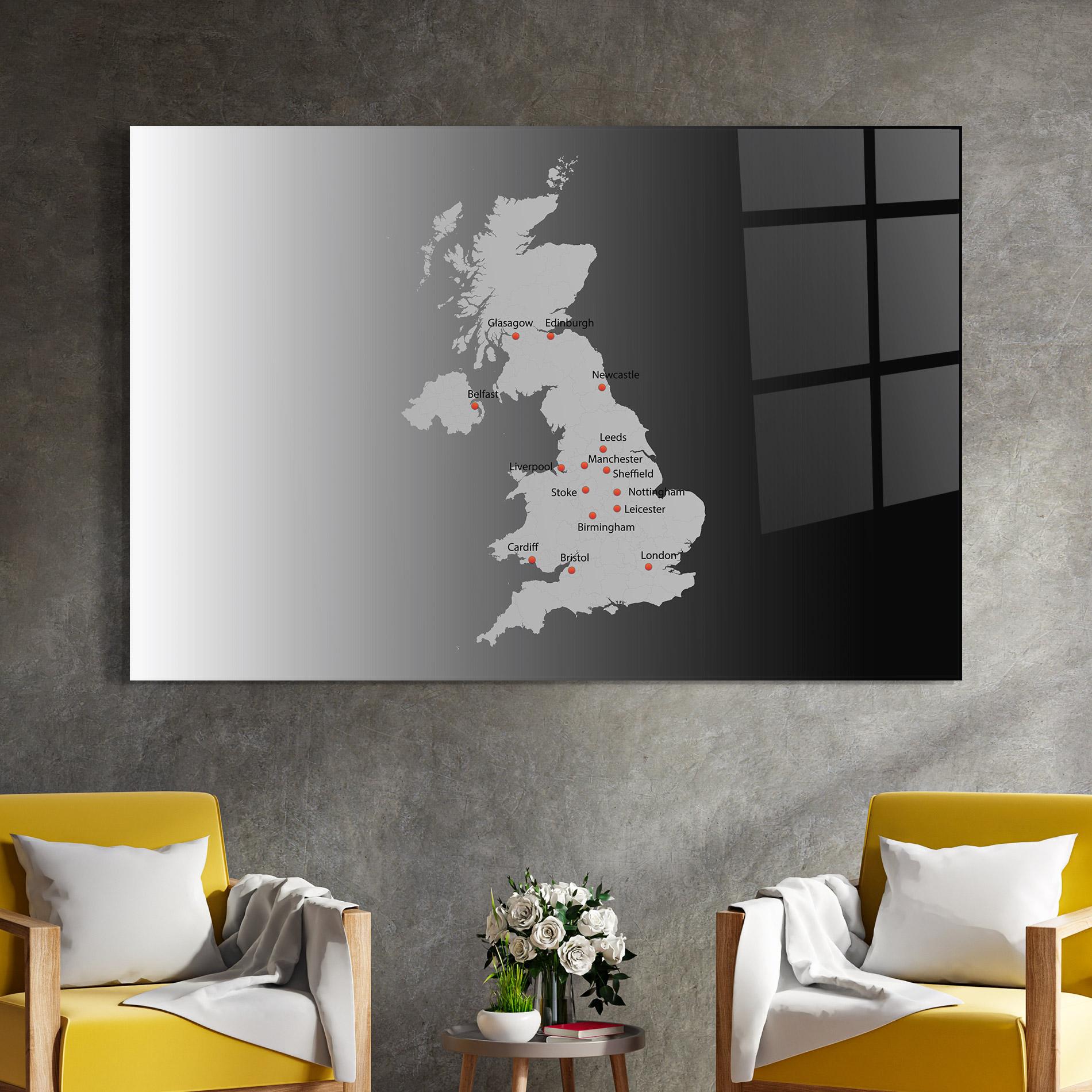 Glasbild Uk Map mockup 4