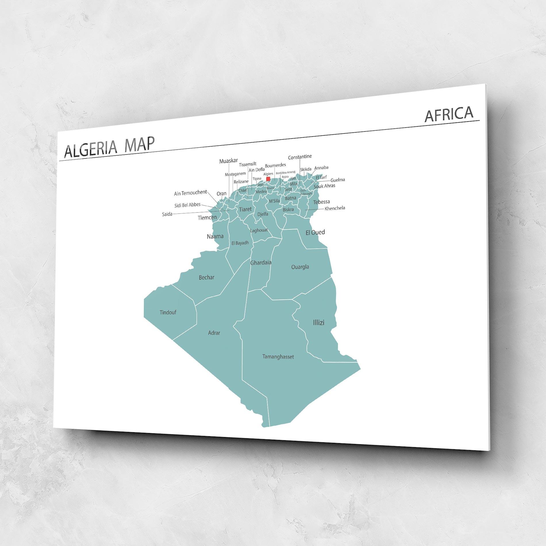Glasbild Algeria Map mockup 1