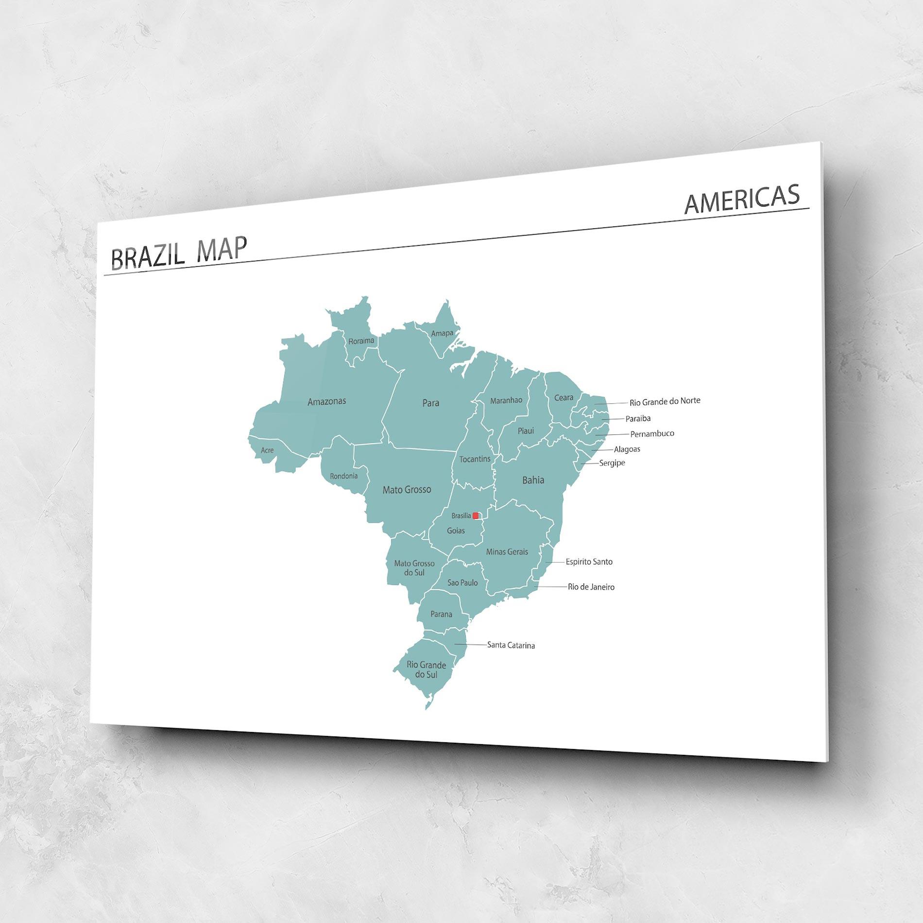 Glasbild Brazil Map mockup 1