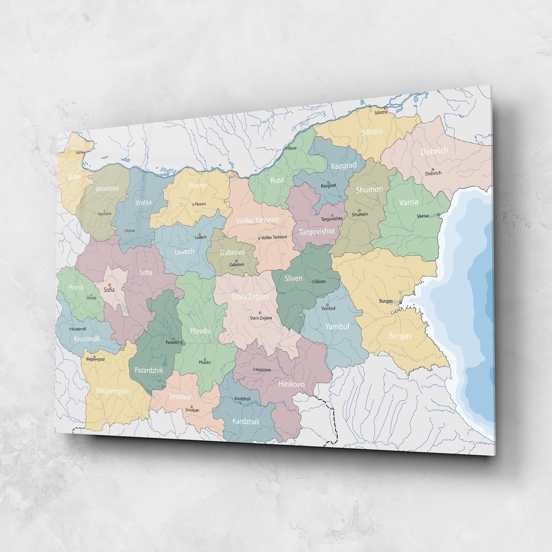 Glasbild Bulgaria Map mockup 1