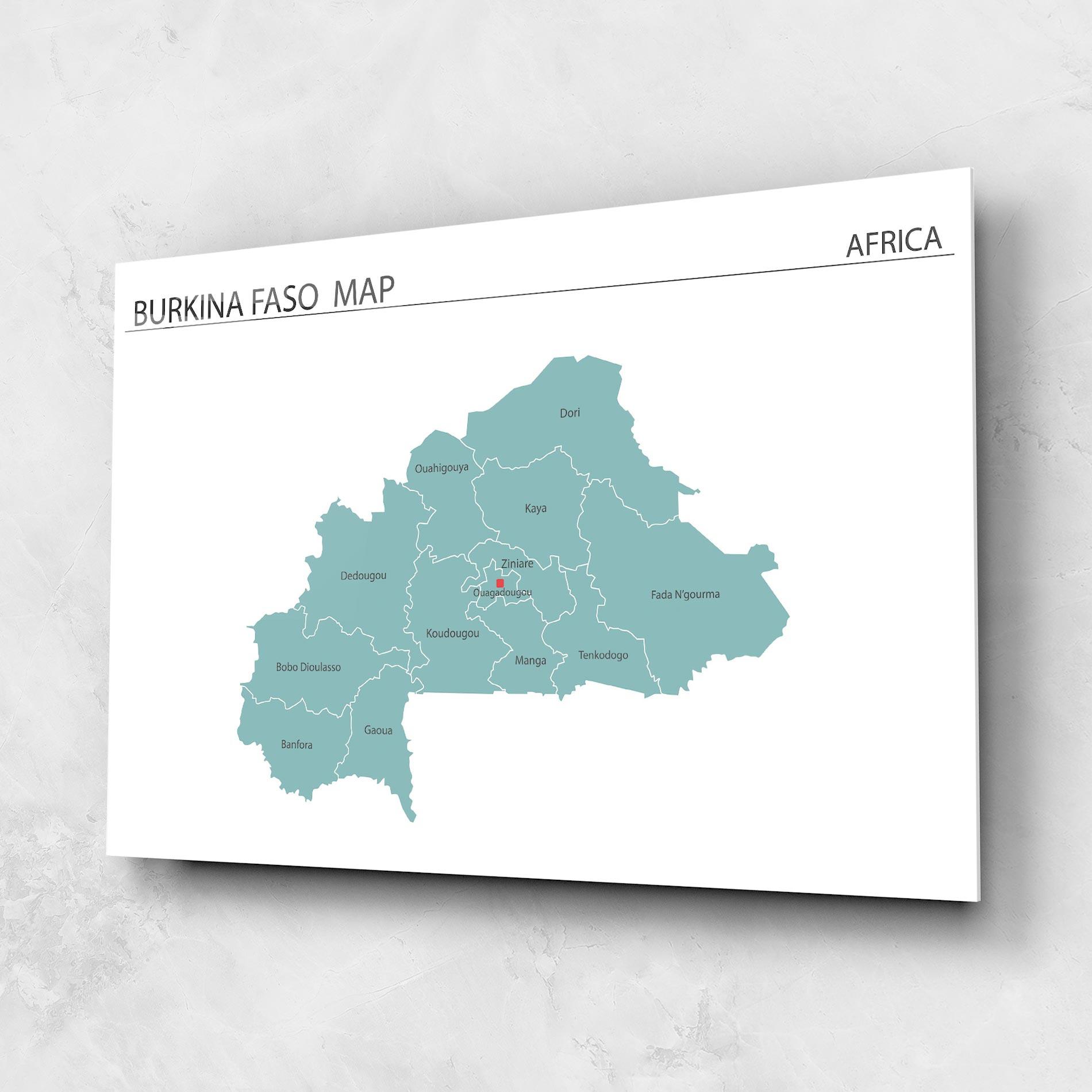Glasbild Burkina Faso Map mockup 1