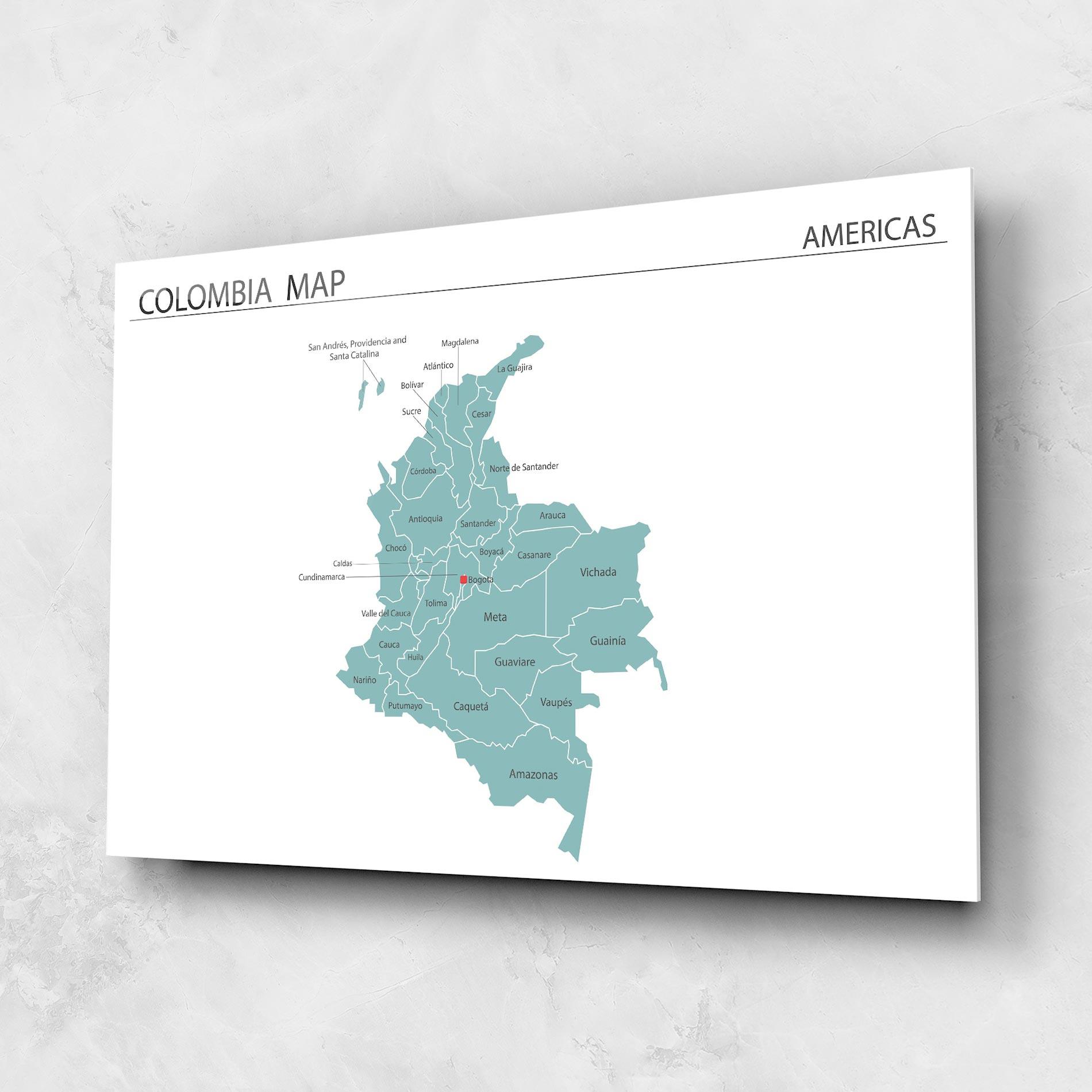 Glasbild Colombia Map mockup 1