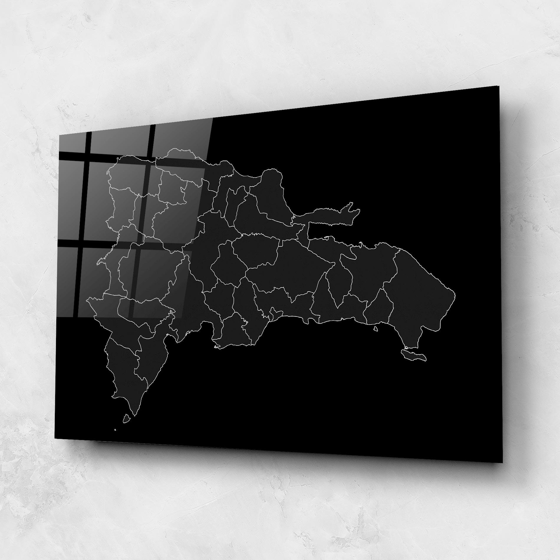 Glasbild Dominican Republic Grey Map mockup 1
