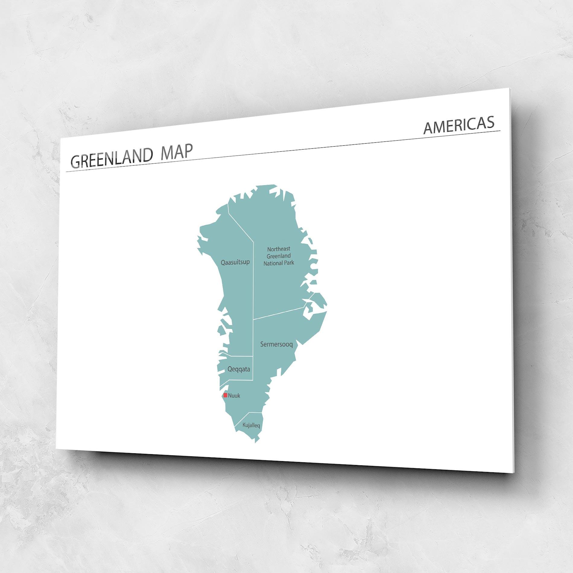 Glasbild Greenland Map mockup 1