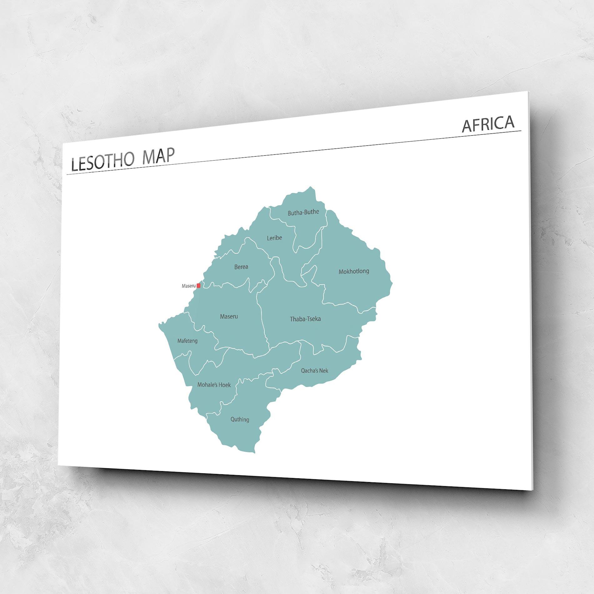 Glasbild Lesotho Map mockup 1