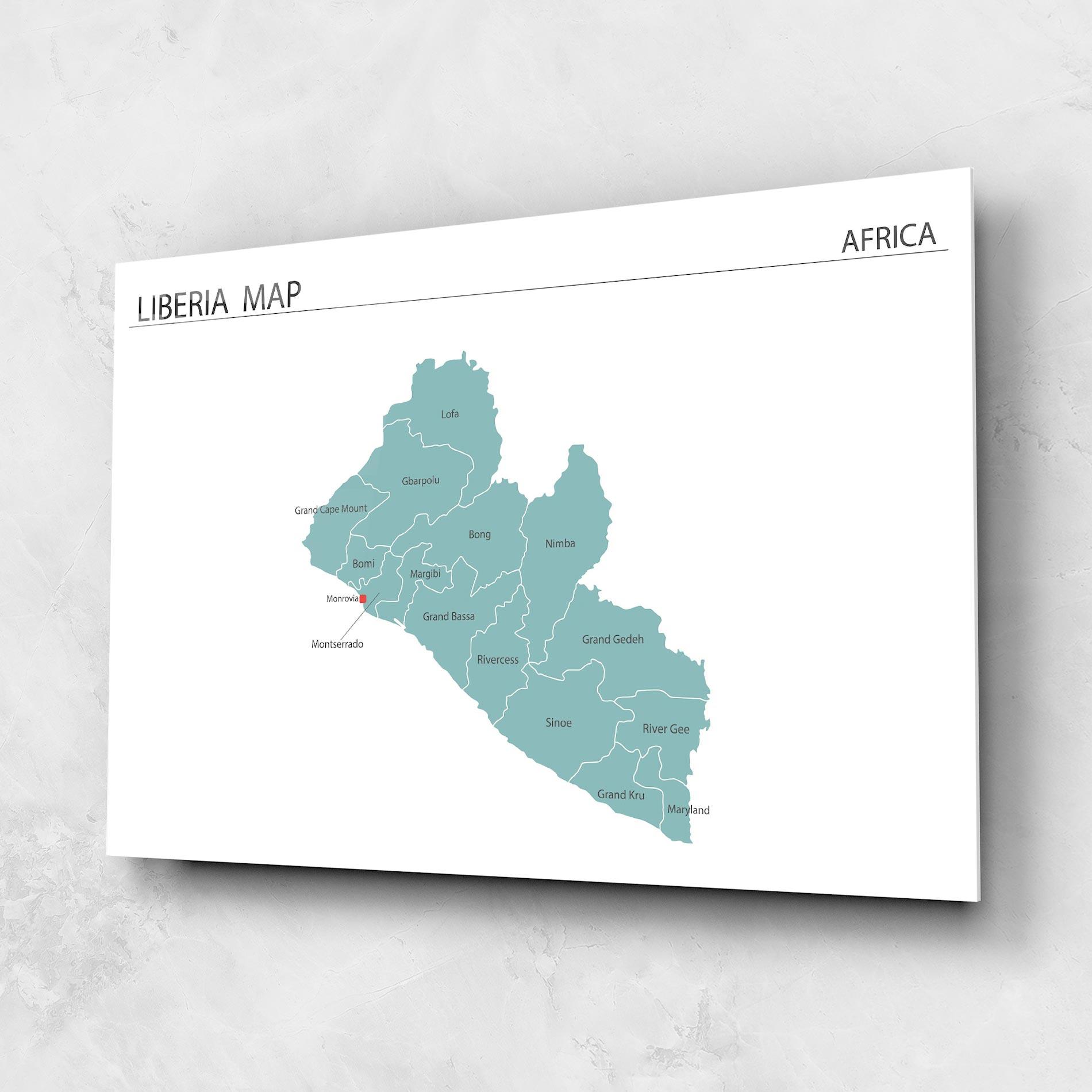Glasbild Liberia Map mockup 1