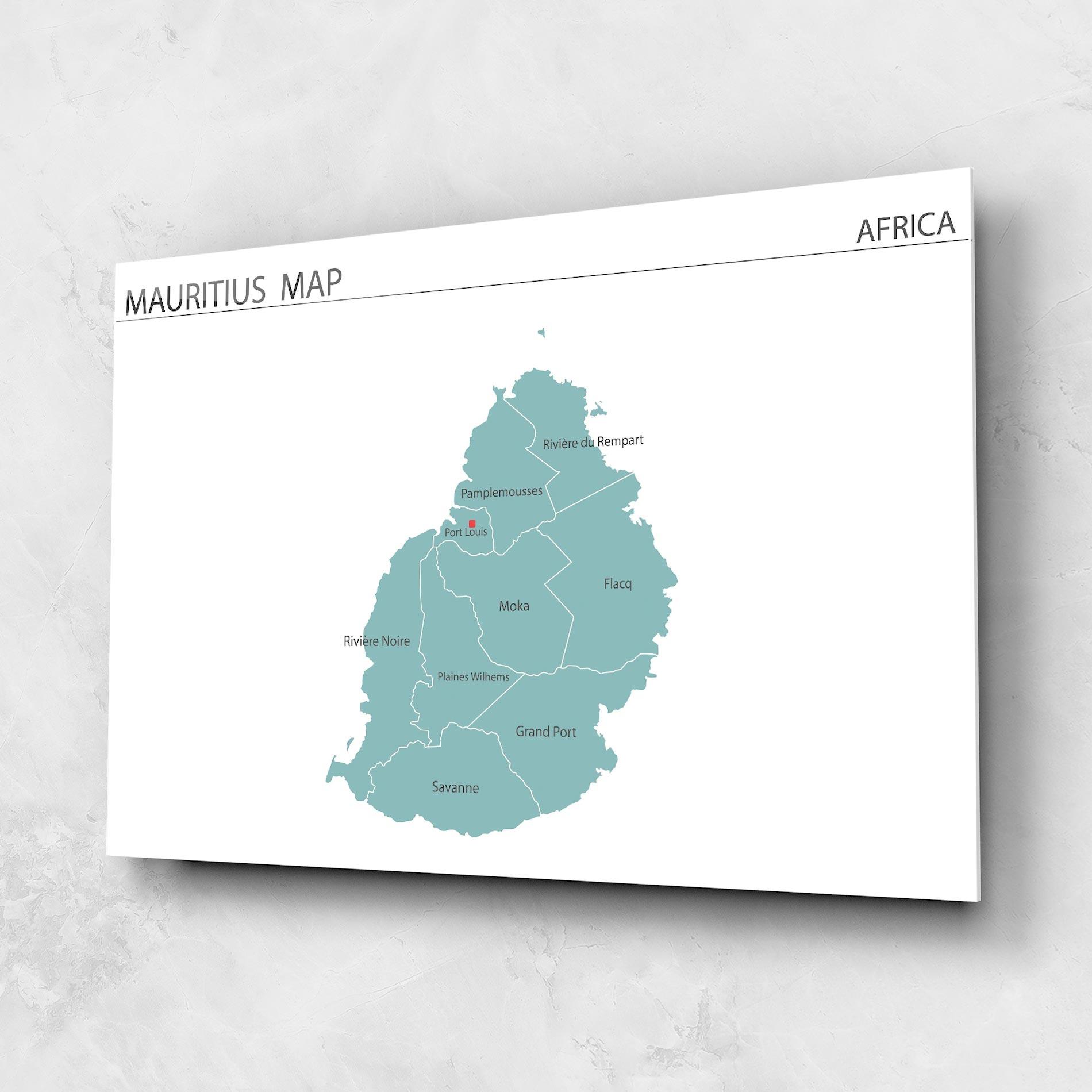 Glasbild Mauritius Map mockup 1