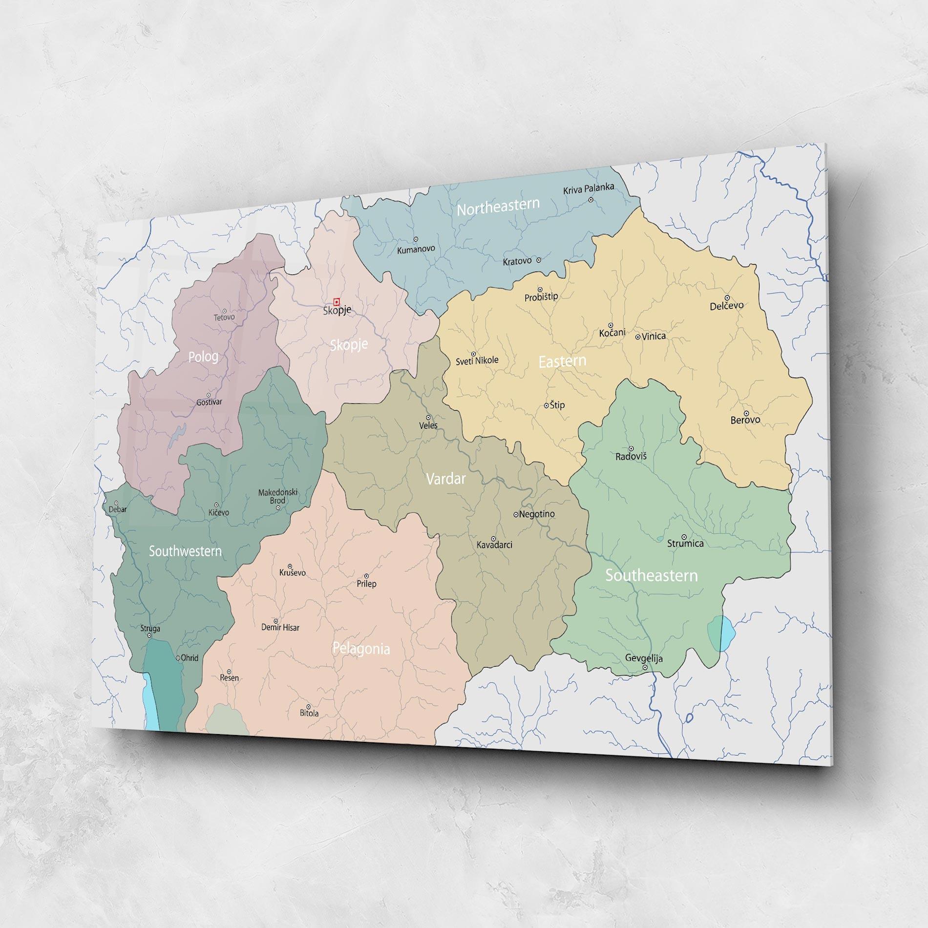 Glasbild North Macedonia Map mockup 1