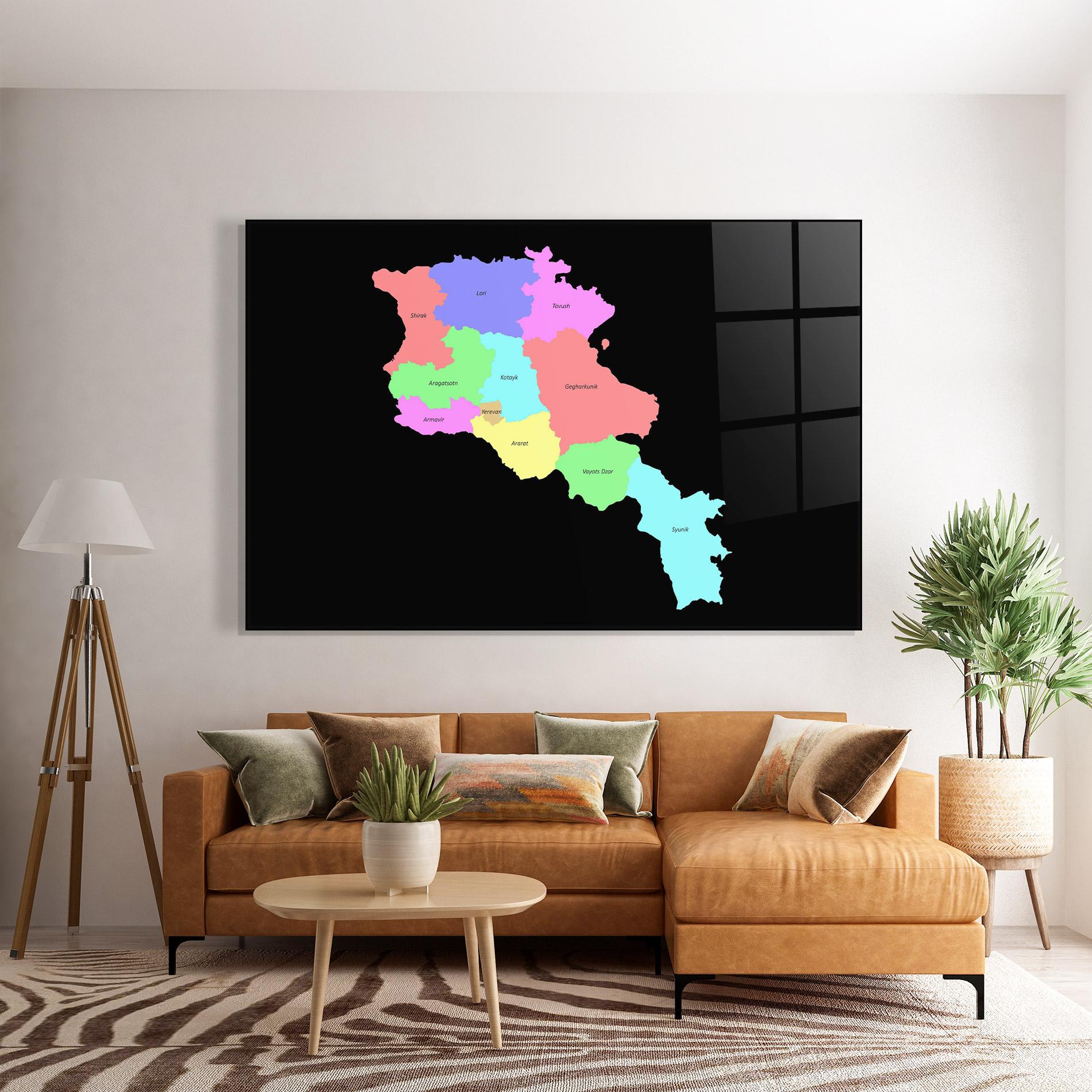 Glasbild Armenia Map mockup 7