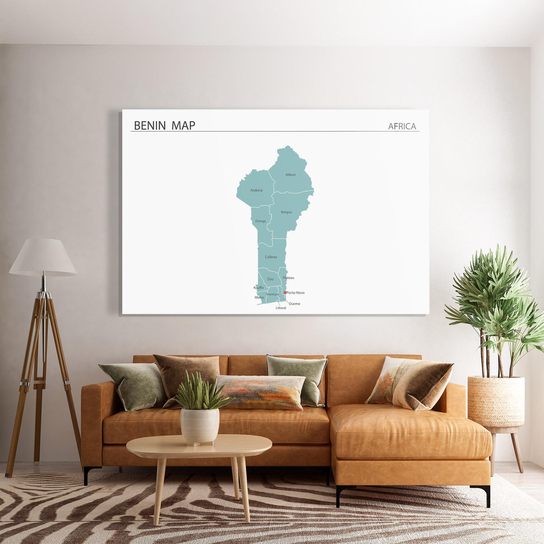 Glasbild Benin Map mockup 7