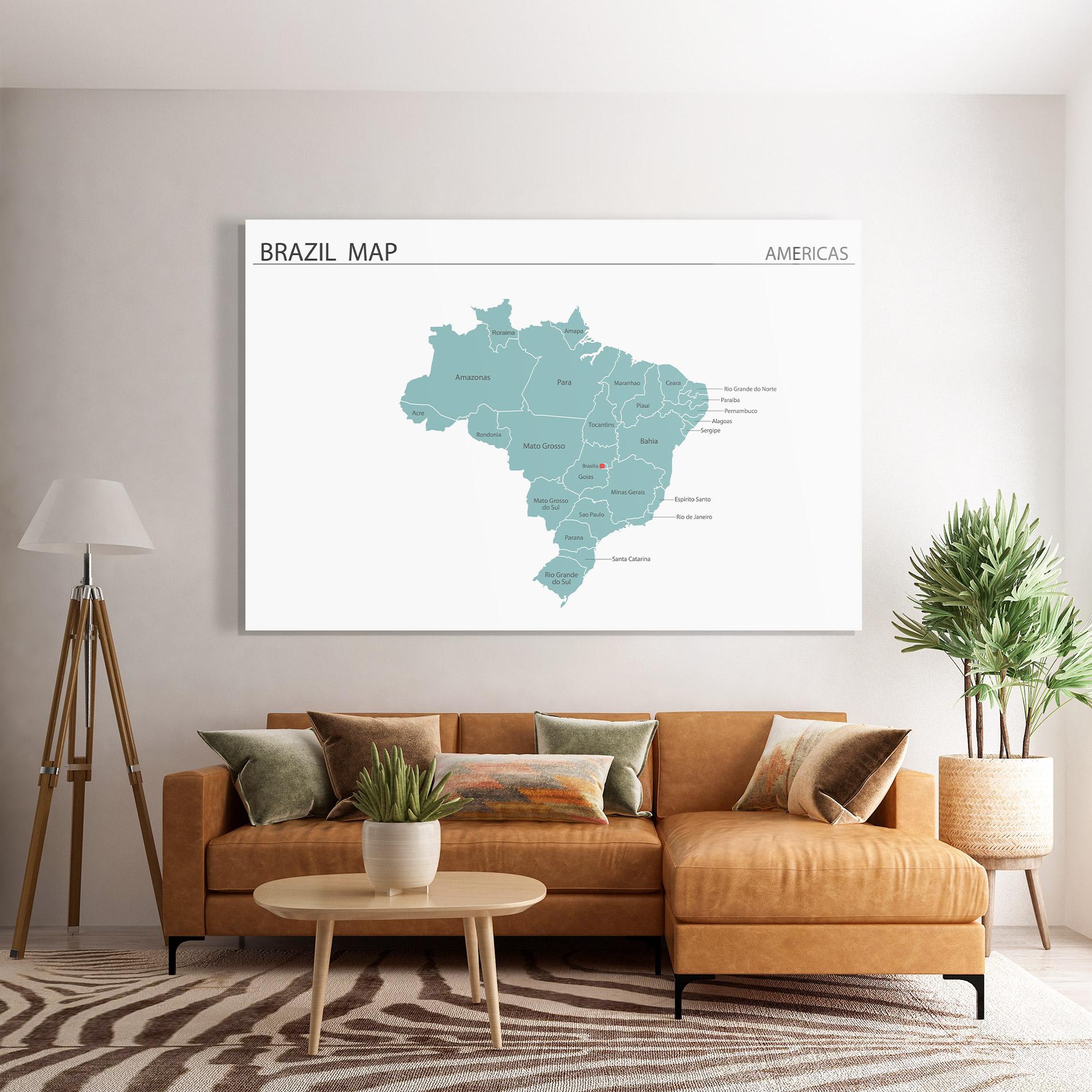 Glasbild Brazil Map mockup 7