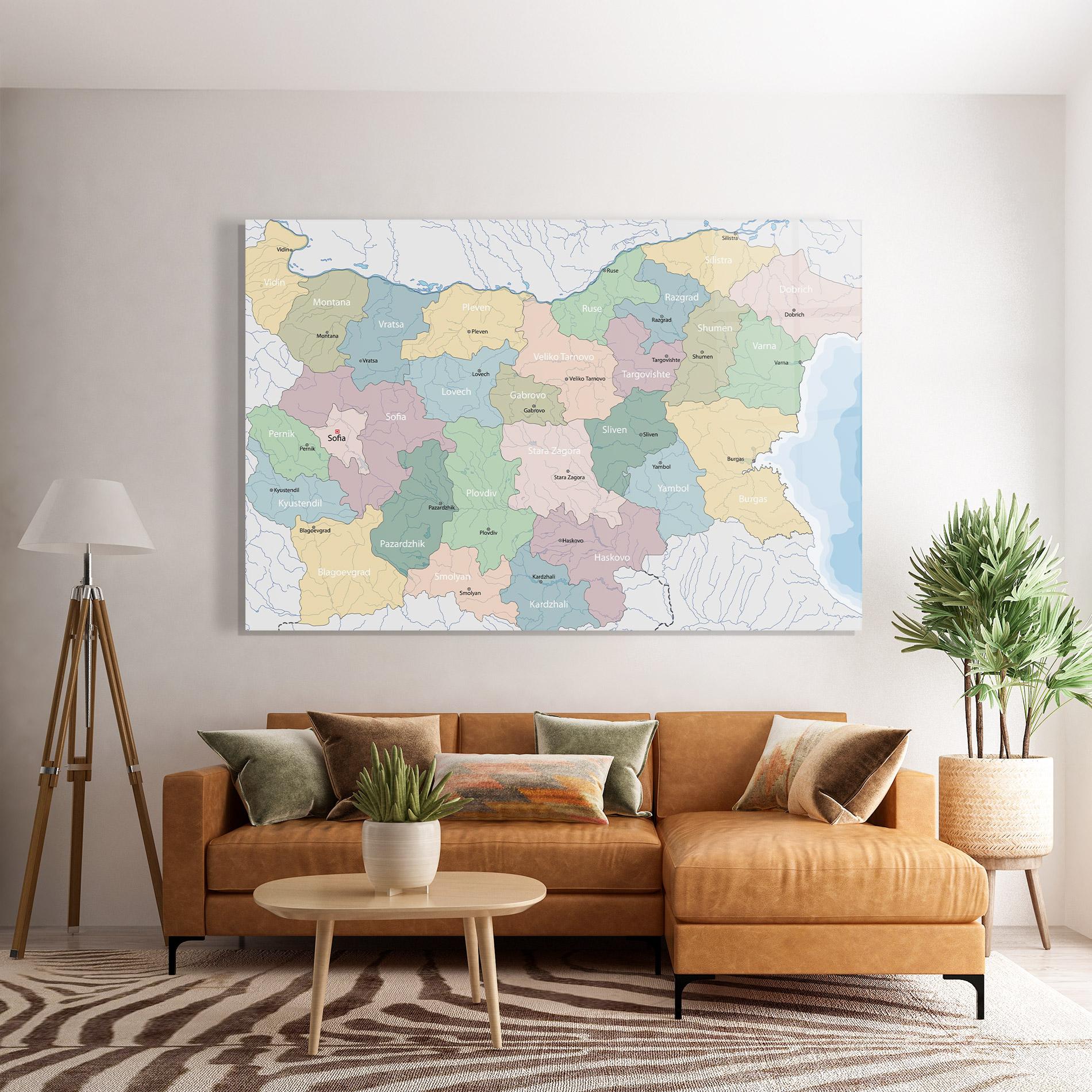 Glasbild Bulgaria Map mockup 7
