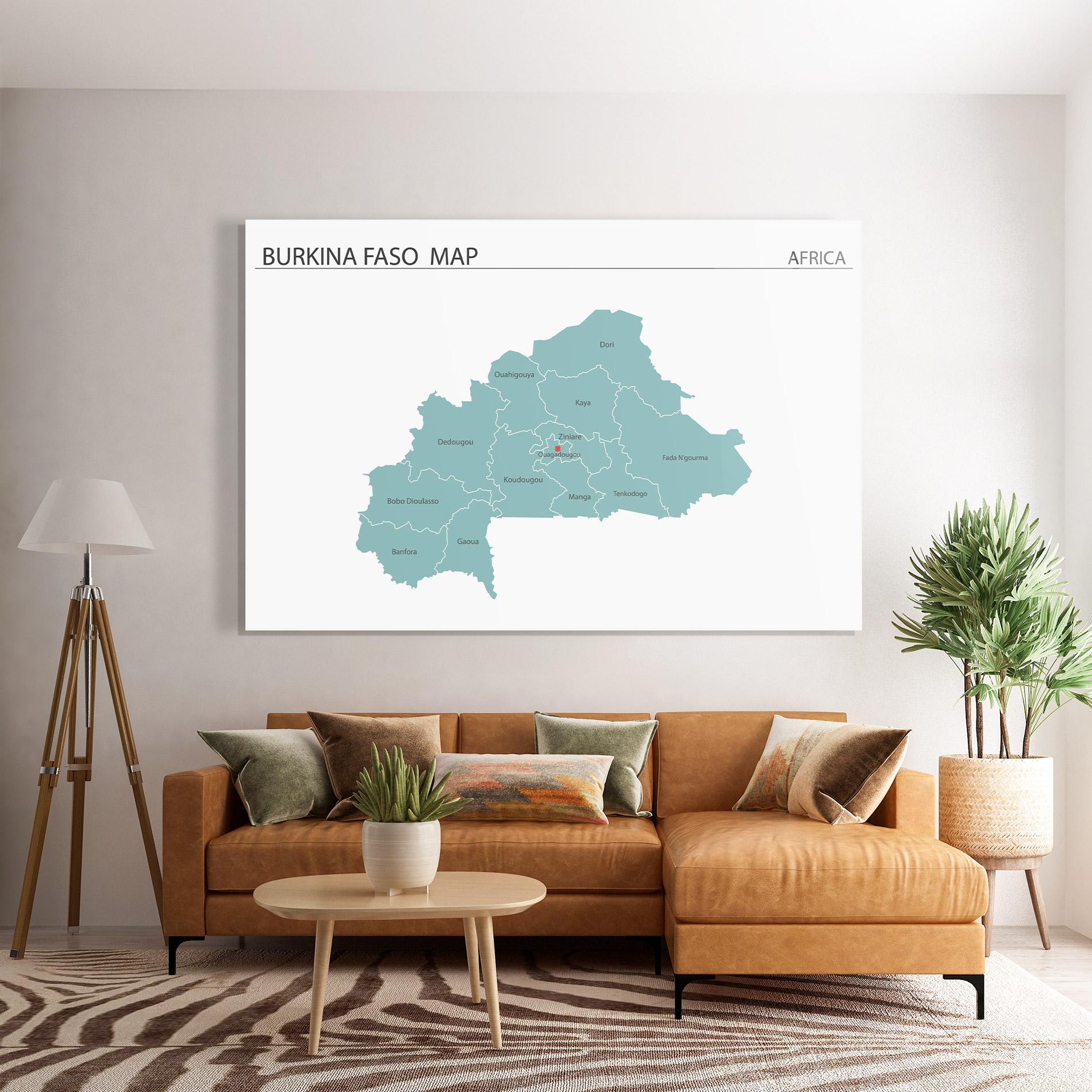 Glasbild Burkina Faso Map mockup 7
