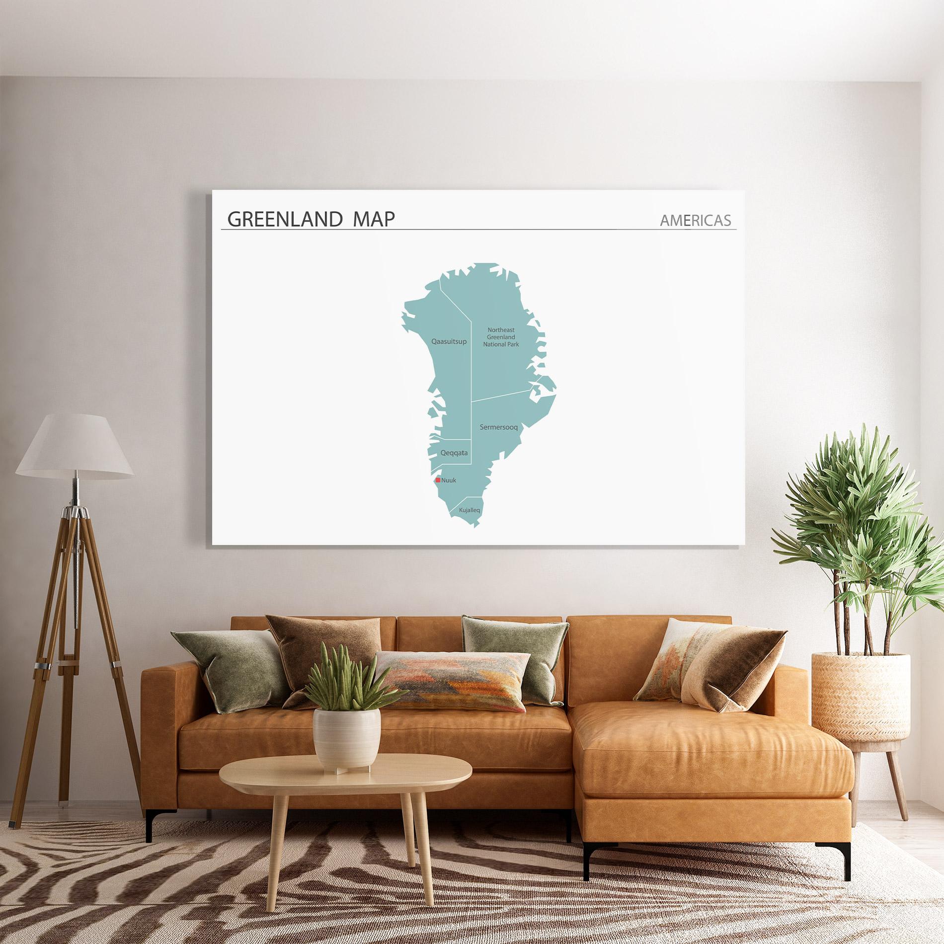 Glasbild Greenland Map mockup 7