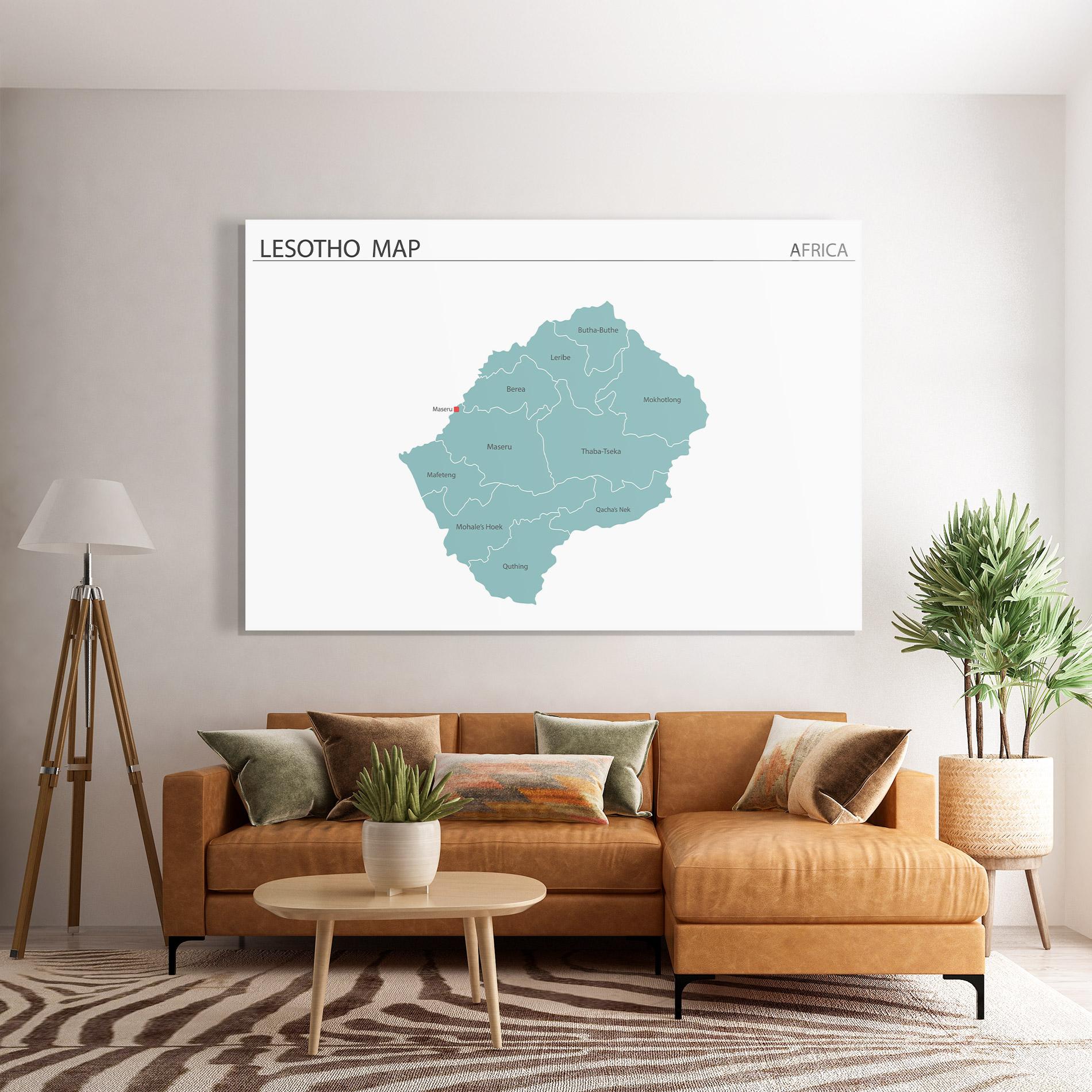 Glasbild Lesotho Map mockup 7
