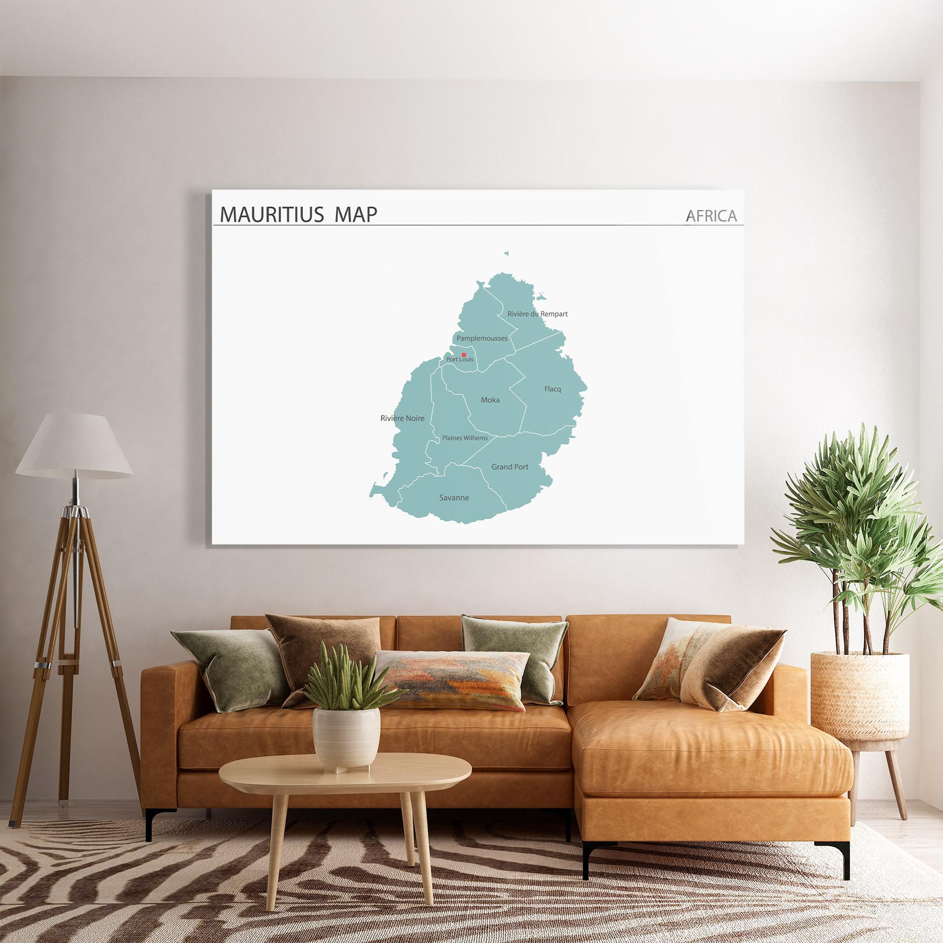 Glasbild Mauritius Map mockup 7